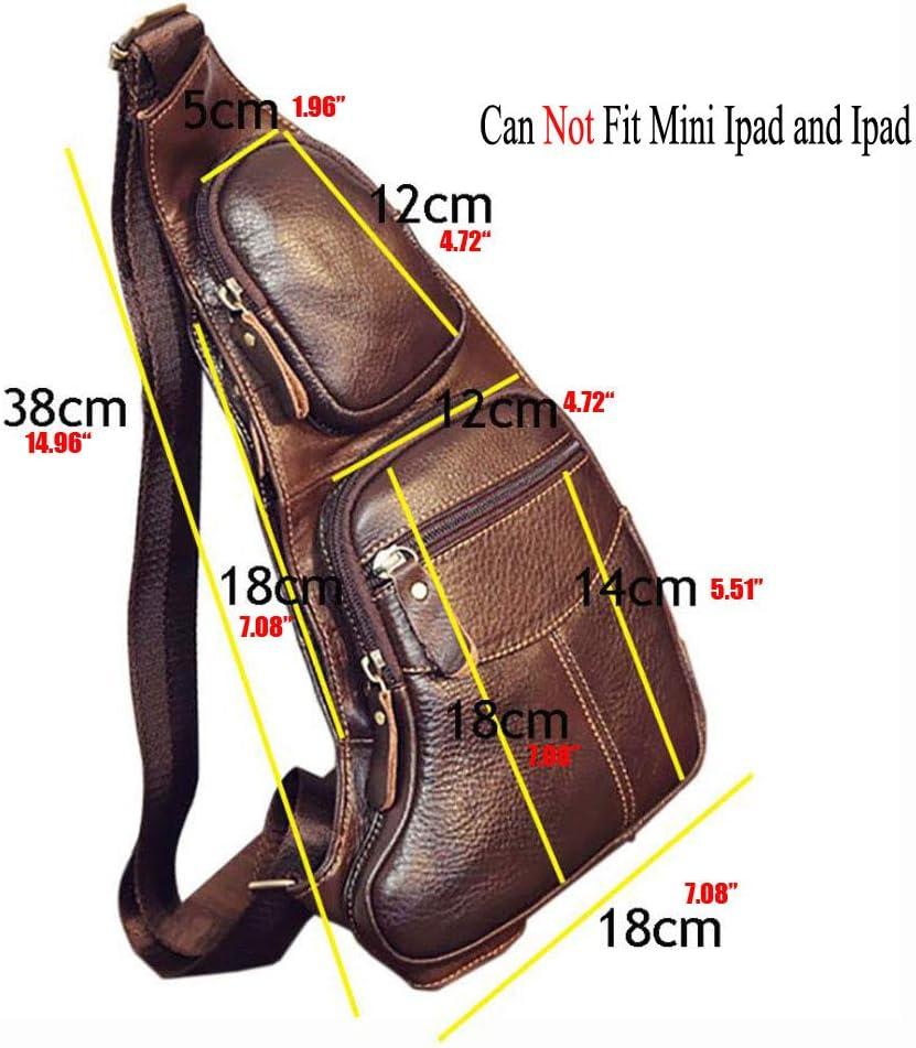 imageLeather Sling Bag Backpack for Men Women Crossbody Shoulder Chest Day Pack Outdoor Travel Camping Tactical DaypackCoffee
