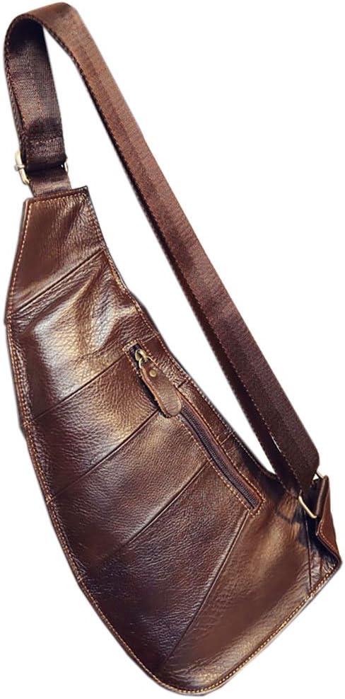 imageLeather Sling Bag Backpack for Men Women Crossbody Shoulder Chest Day Pack Outdoor Travel Camping Tactical DaypackCoffee