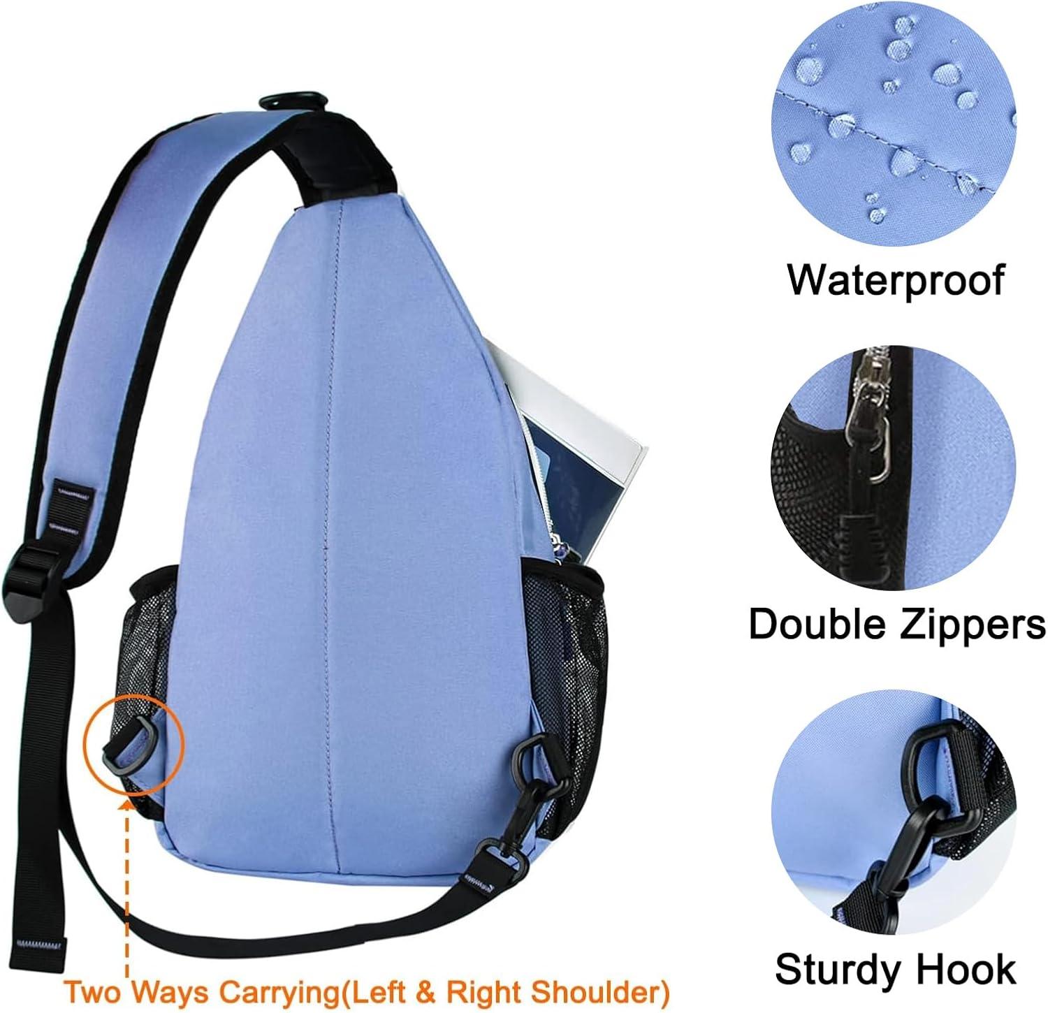imageMOSISO Sling Backpack Multipurpose Crossbody Shoulder Bag Travel Hiking DaypackAiry Blue