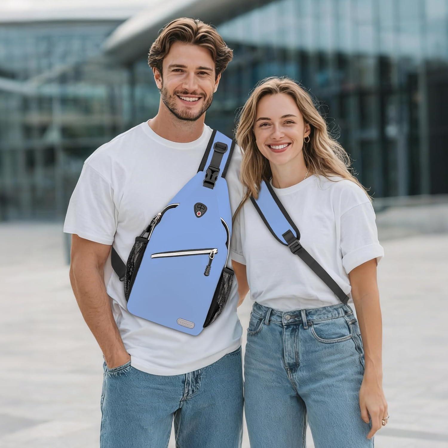 imageMOSISO Sling Backpack Multipurpose Crossbody Shoulder Bag Travel Hiking DaypackAiry Blue
