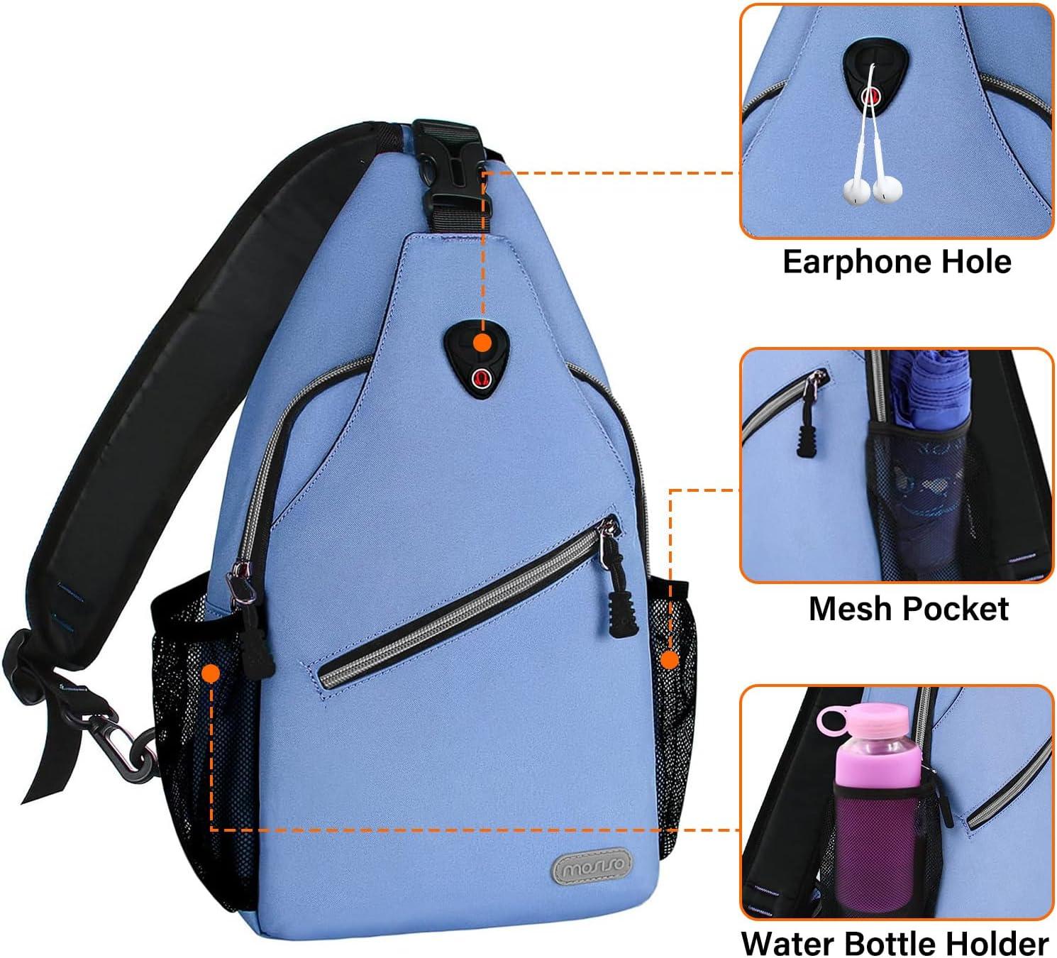 imageMOSISO Sling Backpack Multipurpose Crossbody Shoulder Bag Travel Hiking DaypackAiry Blue
