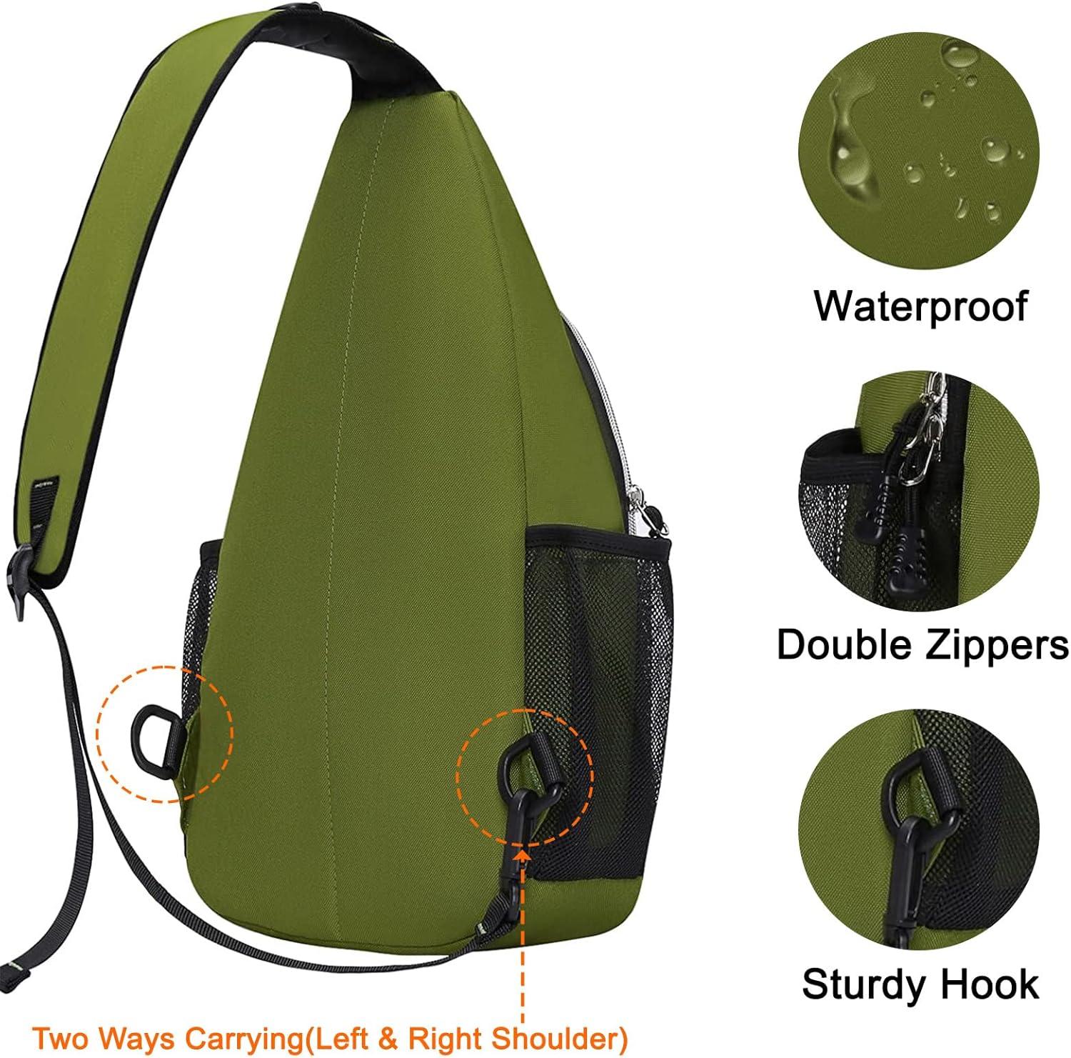 imageMOSISO Sling Backpack Multipurpose Crossbody Shoulder Bag Travel Hiking DaypackArmy Green