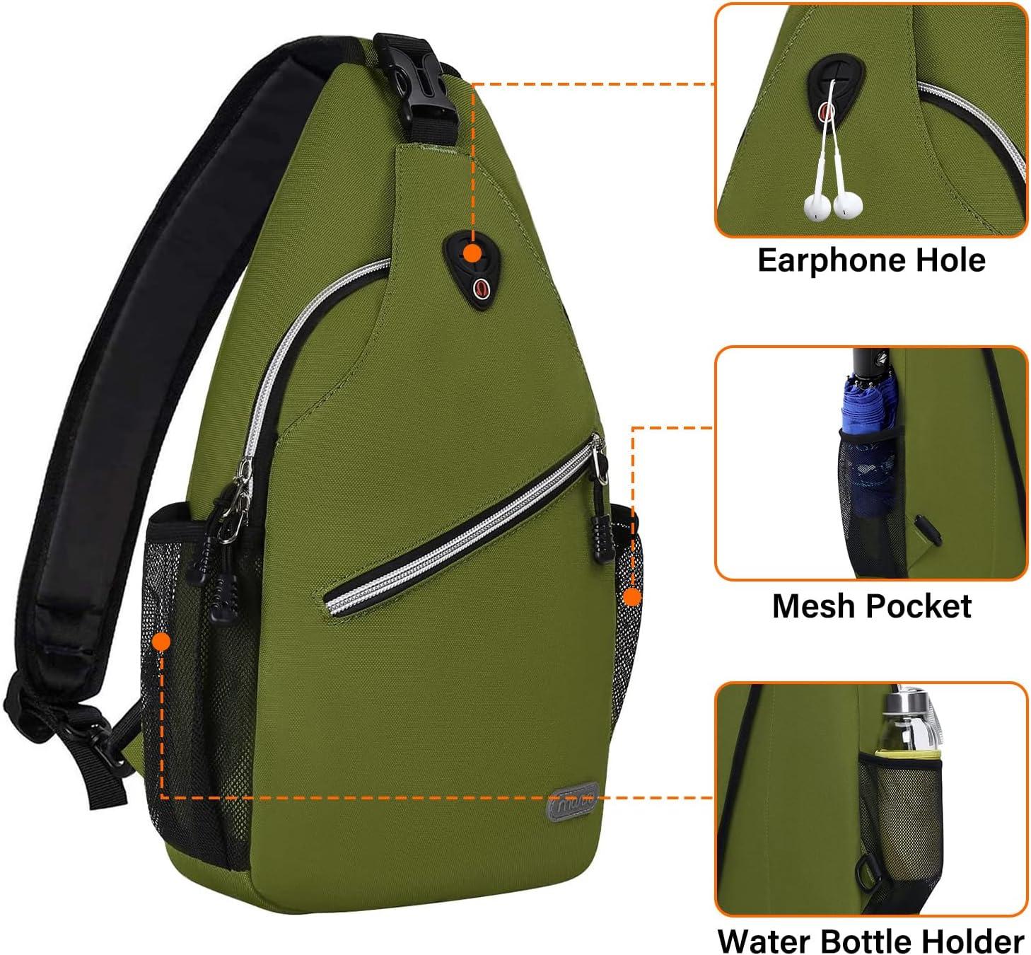 imageMOSISO Sling Backpack Multipurpose Crossbody Shoulder Bag Travel Hiking DaypackArmy Green
