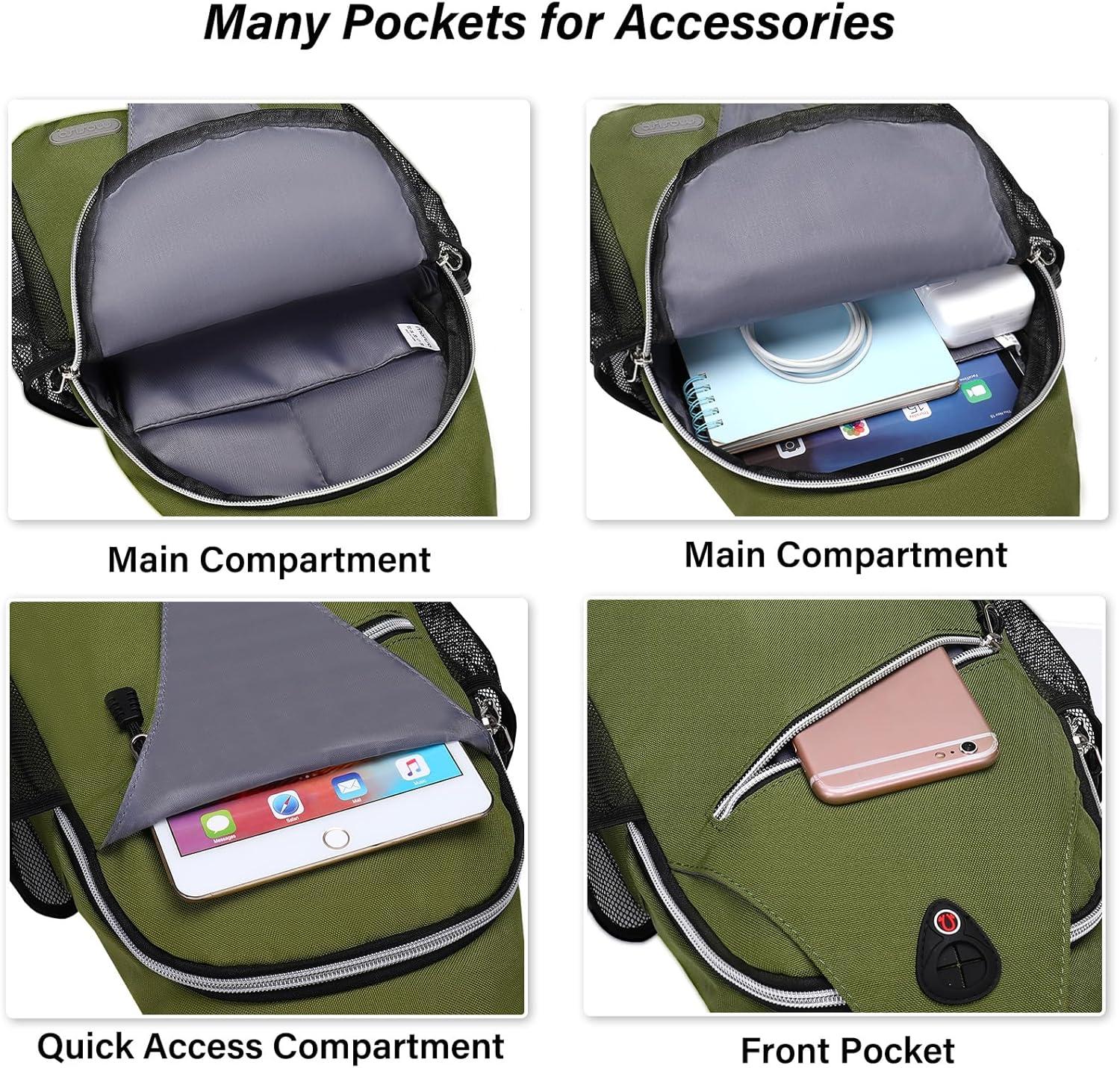 imageMOSISO Sling Backpack Multipurpose Crossbody Shoulder Bag Travel Hiking DaypackArmy Green