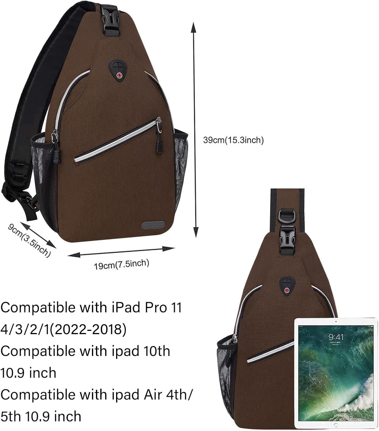 imageMOSISO Sling Backpack Multipurpose Crossbody Shoulder Bag Travel Hiking DaypackCaramel Brown
