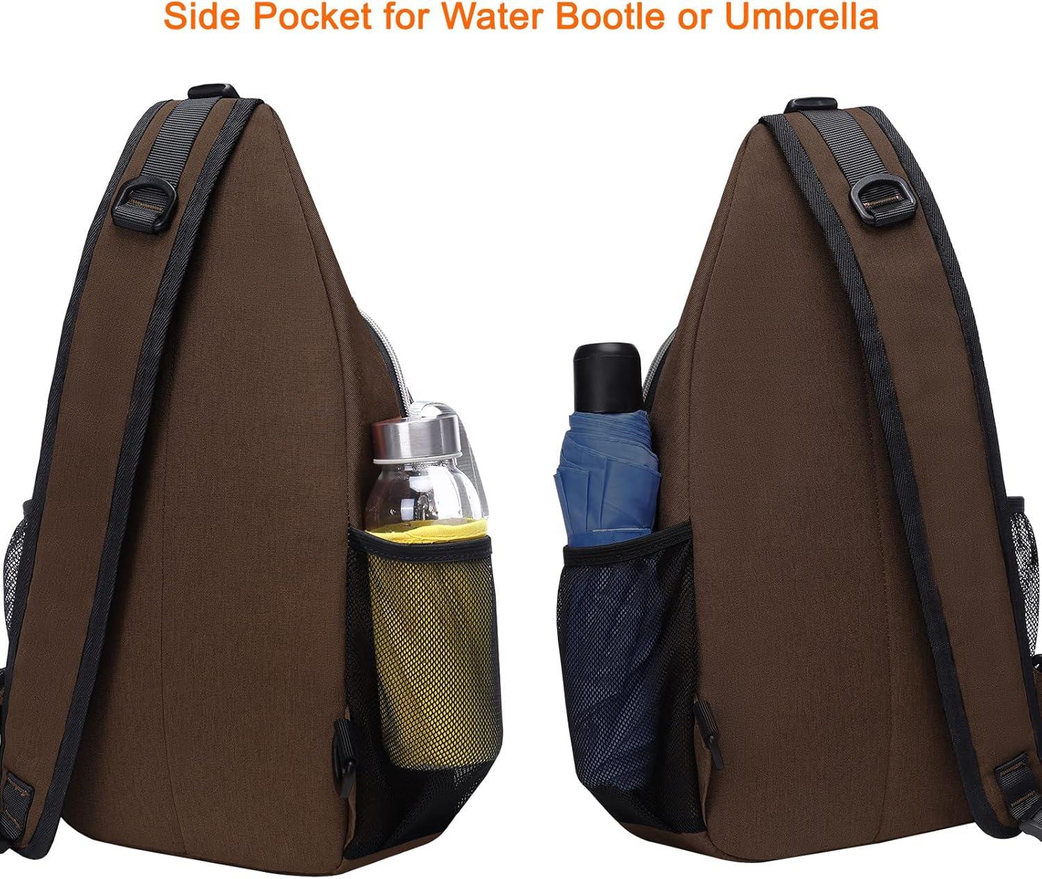 imageMOSISO Sling Backpack Multipurpose Crossbody Shoulder Bag Travel Hiking DaypackCaramel Brown