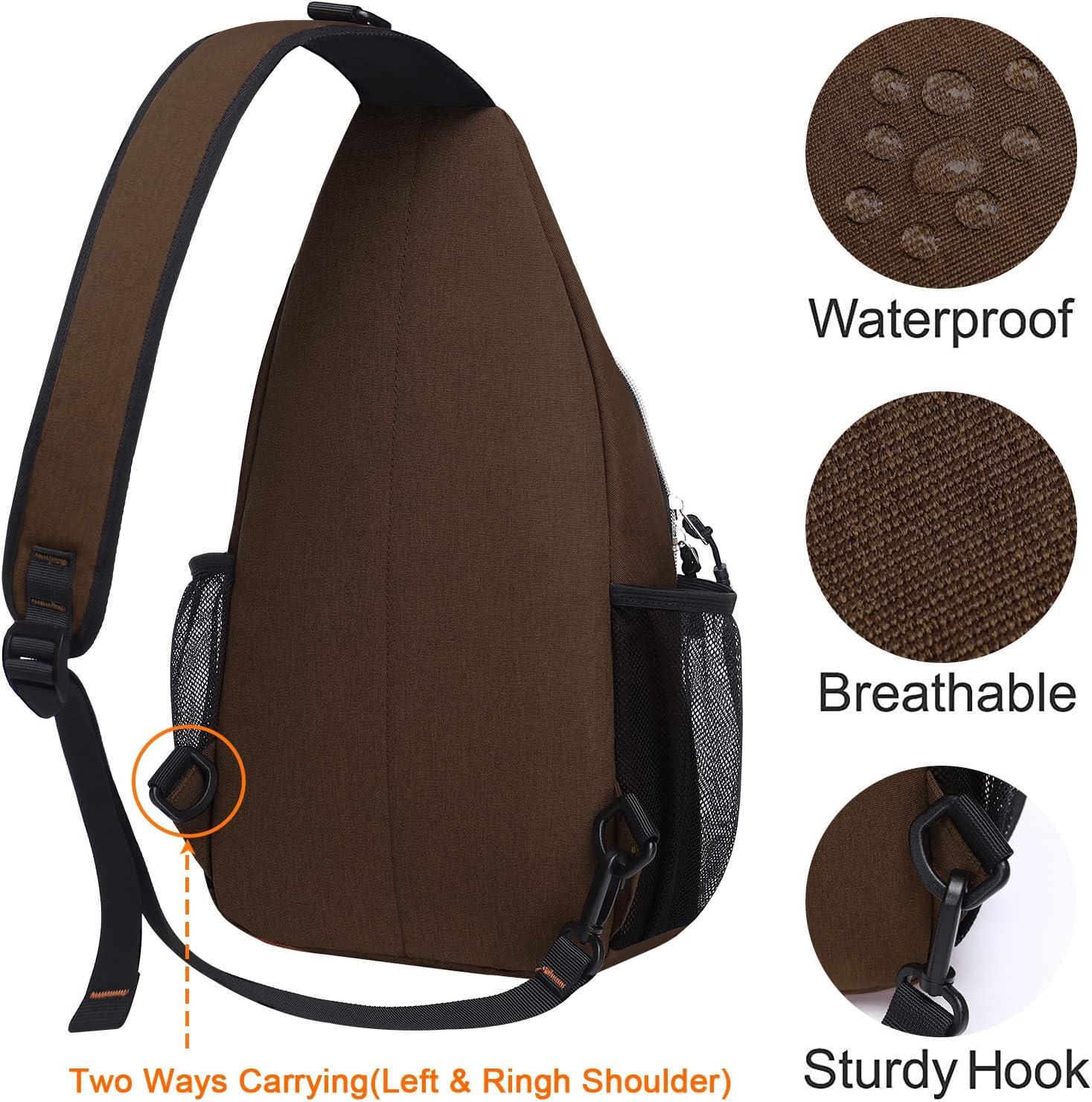 imageMOSISO Sling Backpack Multipurpose Crossbody Shoulder Bag Travel Hiking DaypackCaramel Brown