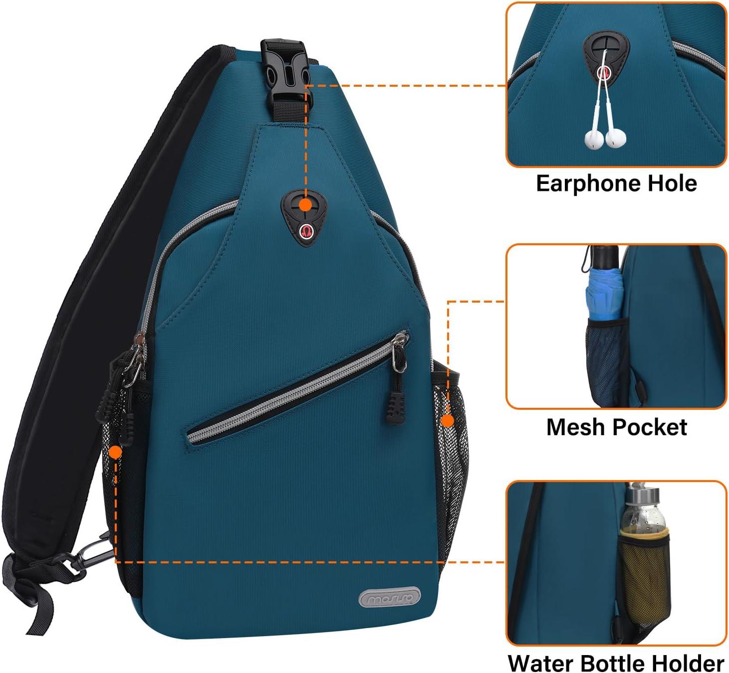 imageMOSISO Sling Backpack Multipurpose Crossbody Shoulder Bag Travel Hiking DaypackDeep Teal