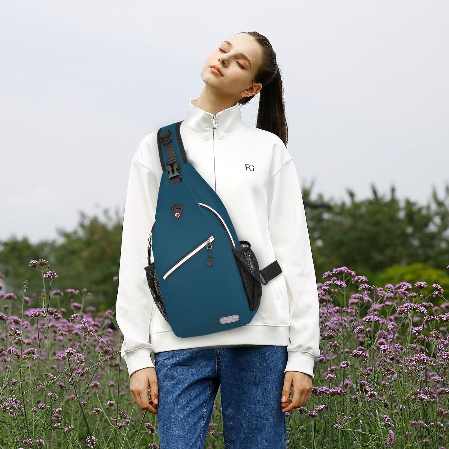 imageMOSISO Sling Backpack Multipurpose Crossbody Shoulder Bag Travel Hiking DaypackDeep Teal