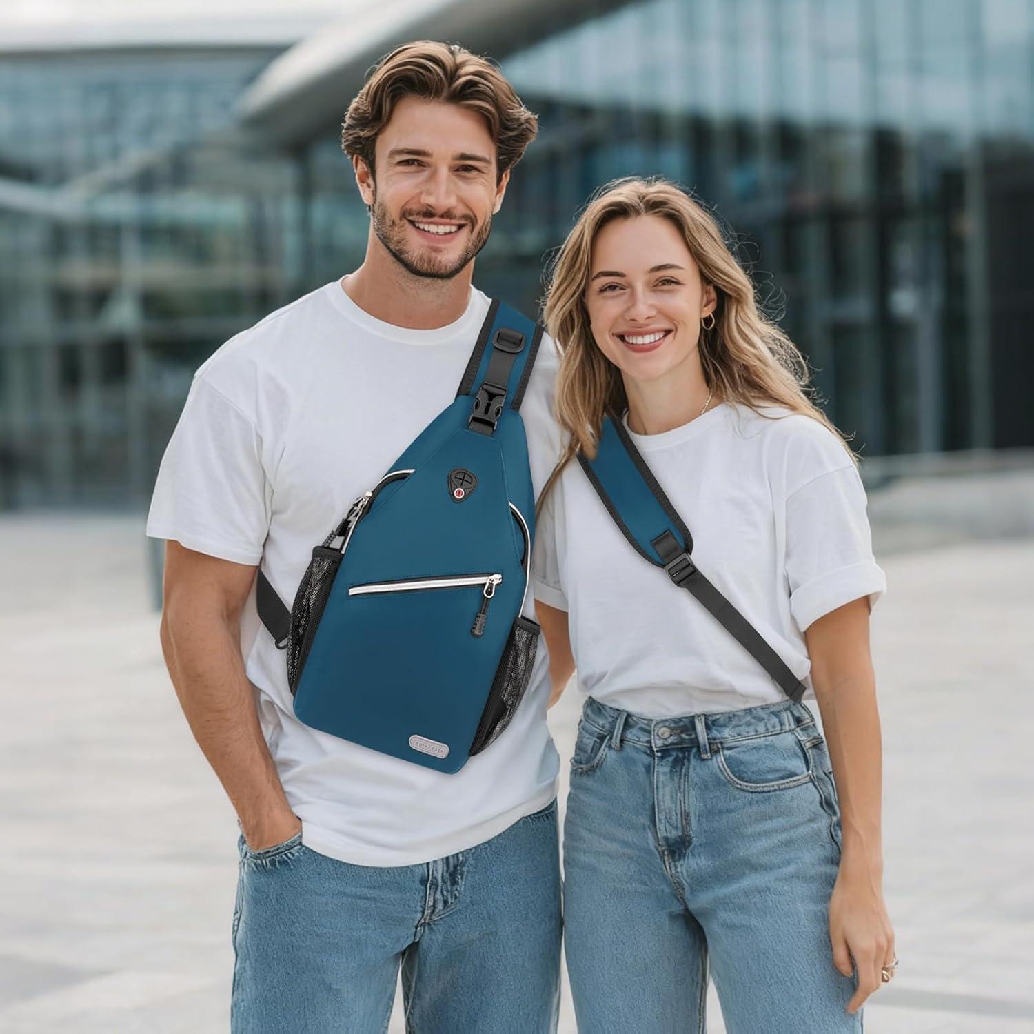 imageMOSISO Sling Backpack Multipurpose Crossbody Shoulder Bag Travel Hiking DaypackDeep Teal