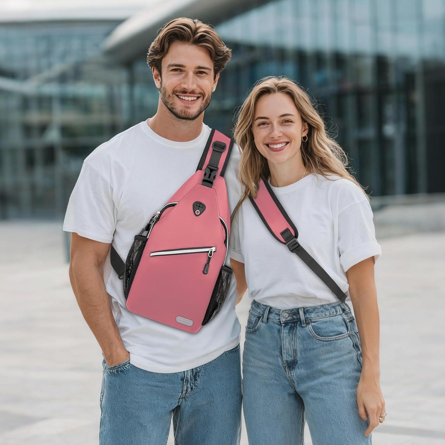 imageMOSISO Sling Backpack Multipurpose Crossbody Shoulder Bag Travel Hiking DaypackDusty Rose