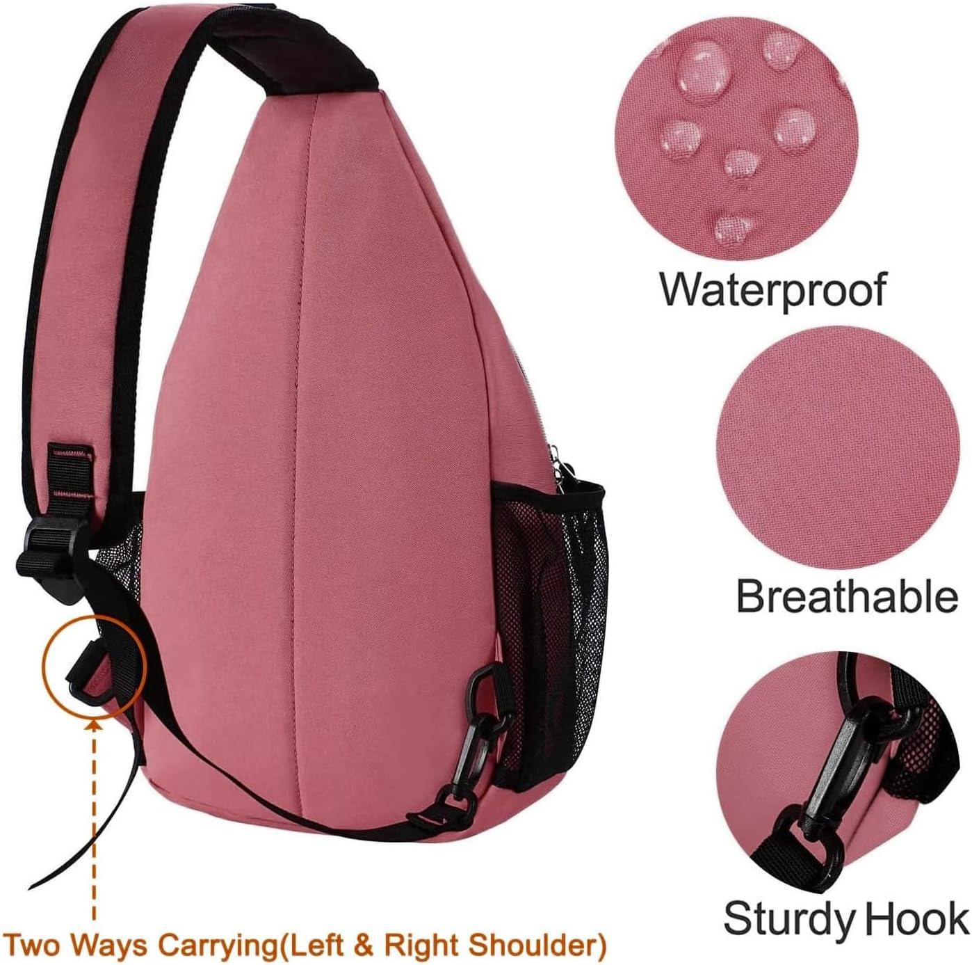 imageMOSISO Sling Backpack Multipurpose Crossbody Shoulder Bag Travel Hiking DaypackDusty Rose
