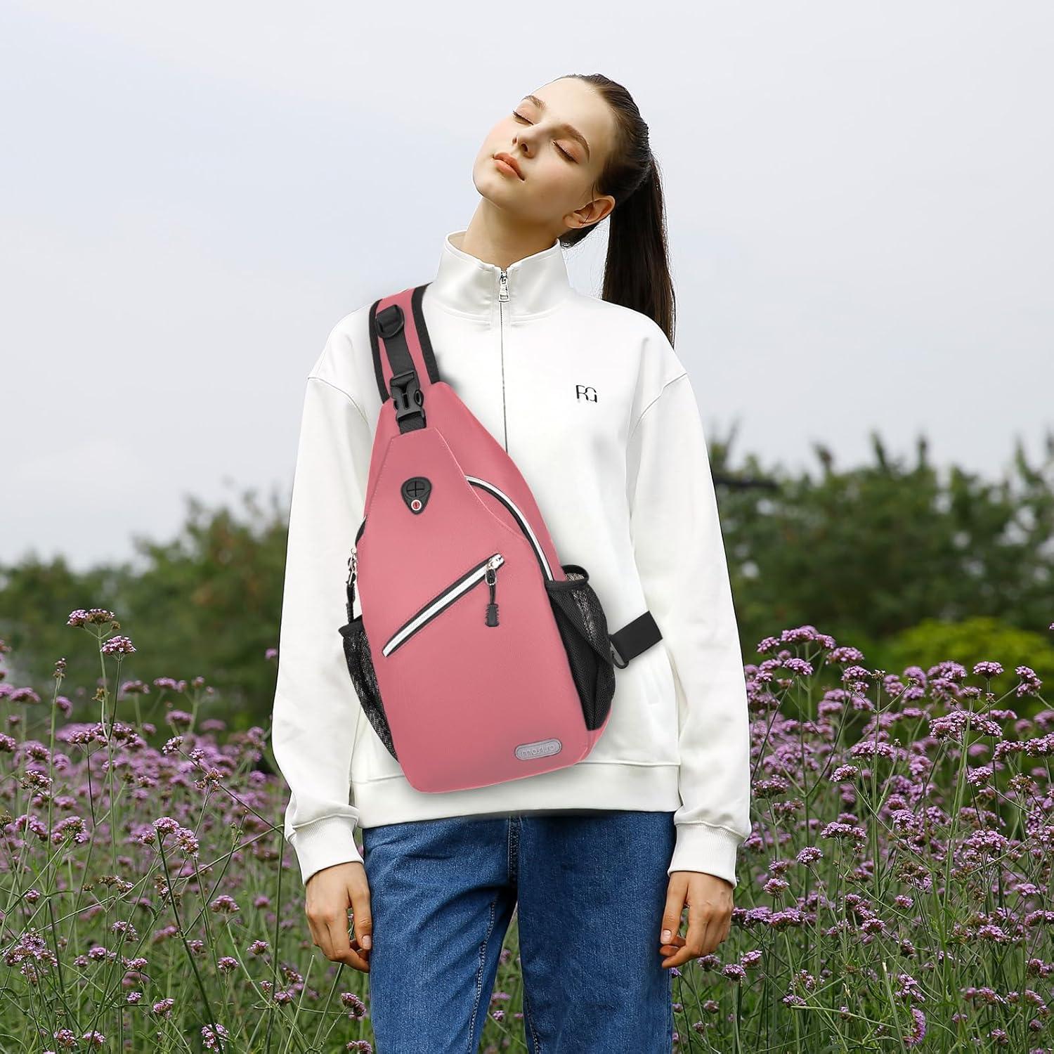 imageMOSISO Sling Backpack Multipurpose Crossbody Shoulder Bag Travel Hiking DaypackDusty Rose