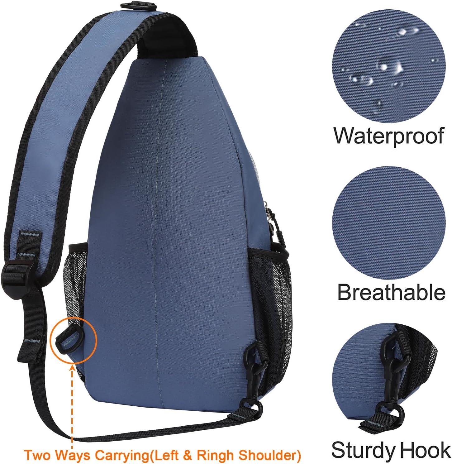 imageMOSISO Sling Backpack Multipurpose Crossbody Shoulder Bag Travel Hiking DaypackHaze Blue