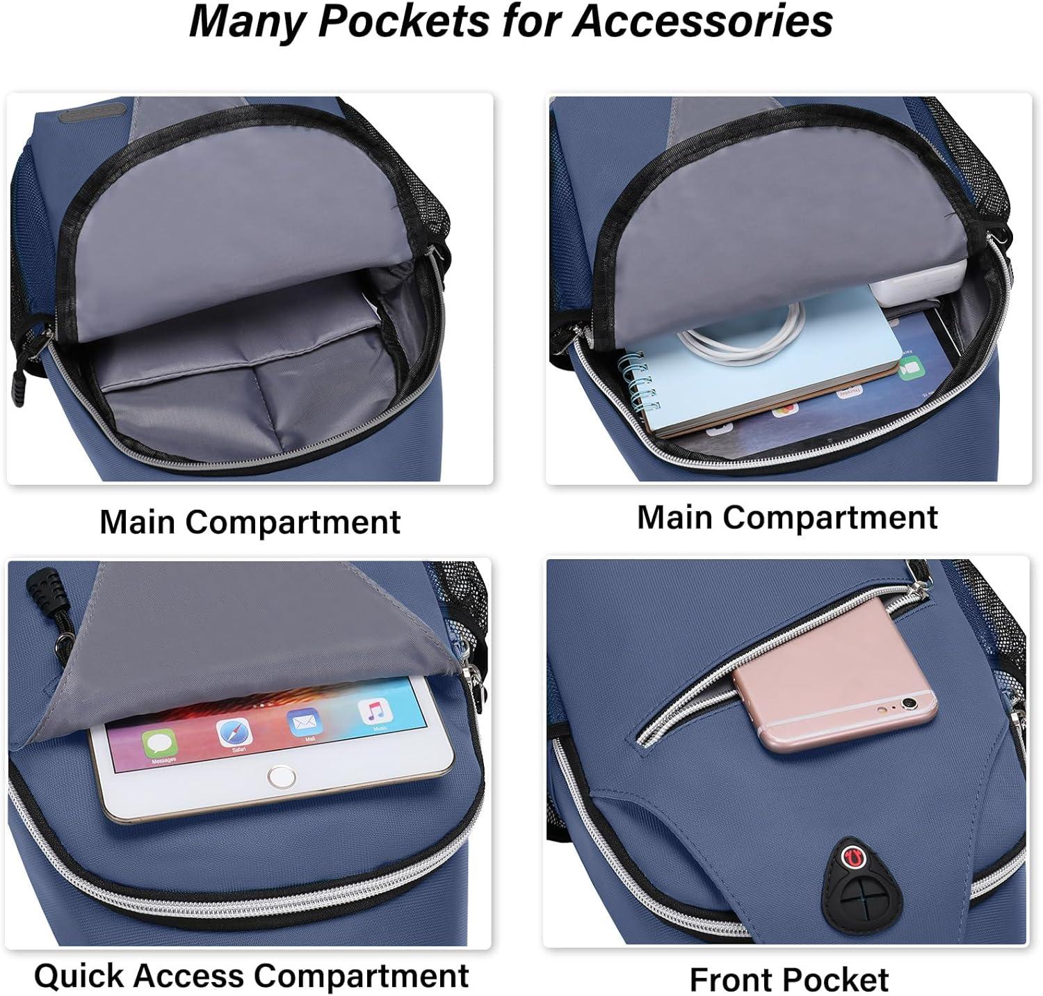 imageMOSISO Sling Backpack Multipurpose Crossbody Shoulder Bag Travel Hiking DaypackHaze Blue
