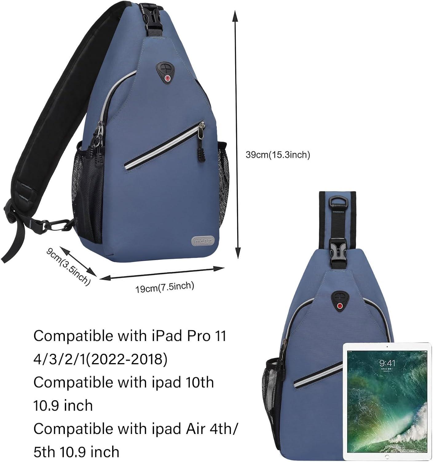 imageMOSISO Sling Backpack Multipurpose Crossbody Shoulder Bag Travel Hiking DaypackHaze Blue