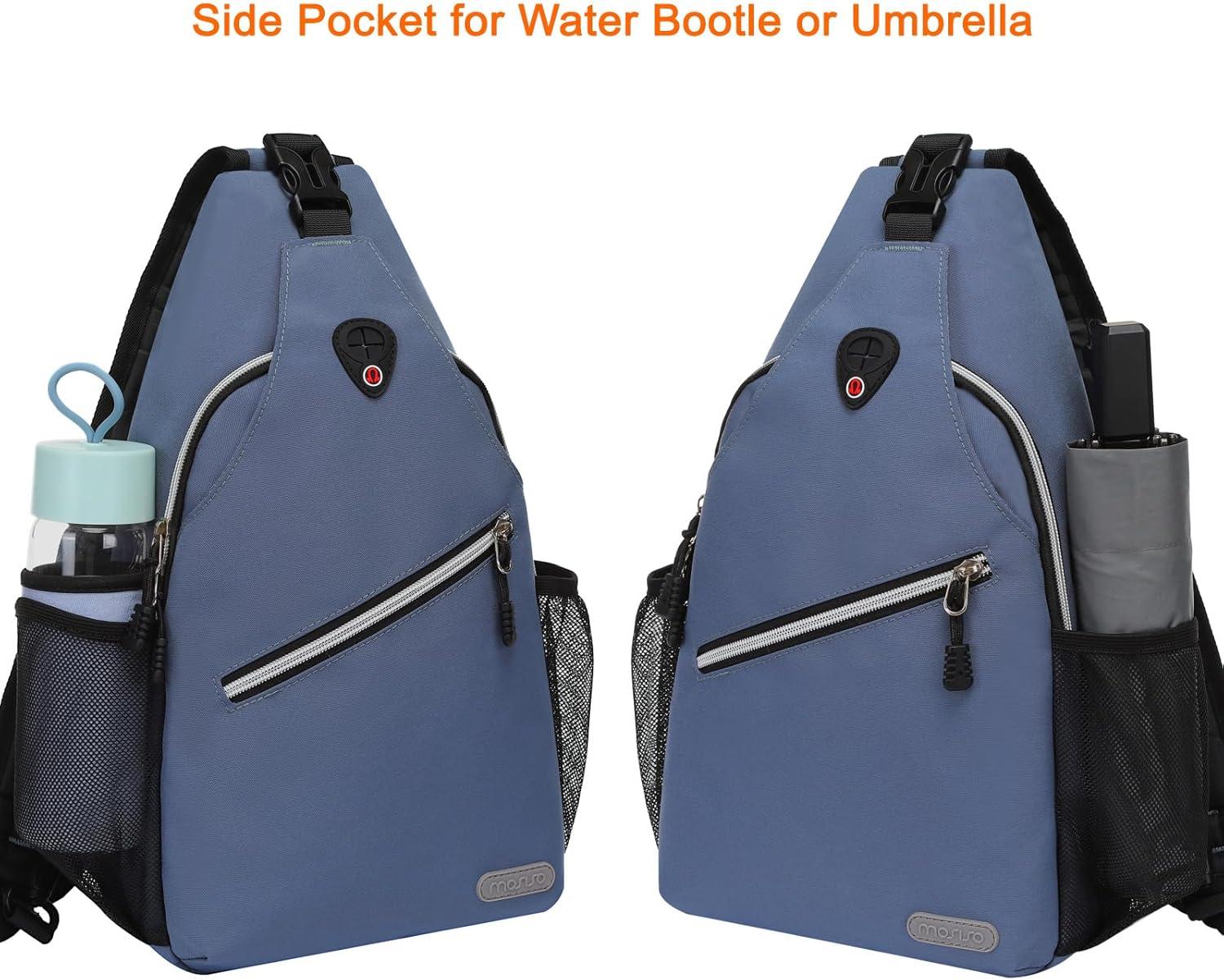 imageMOSISO Sling Backpack Multipurpose Crossbody Shoulder Bag Travel Hiking DaypackHaze Blue