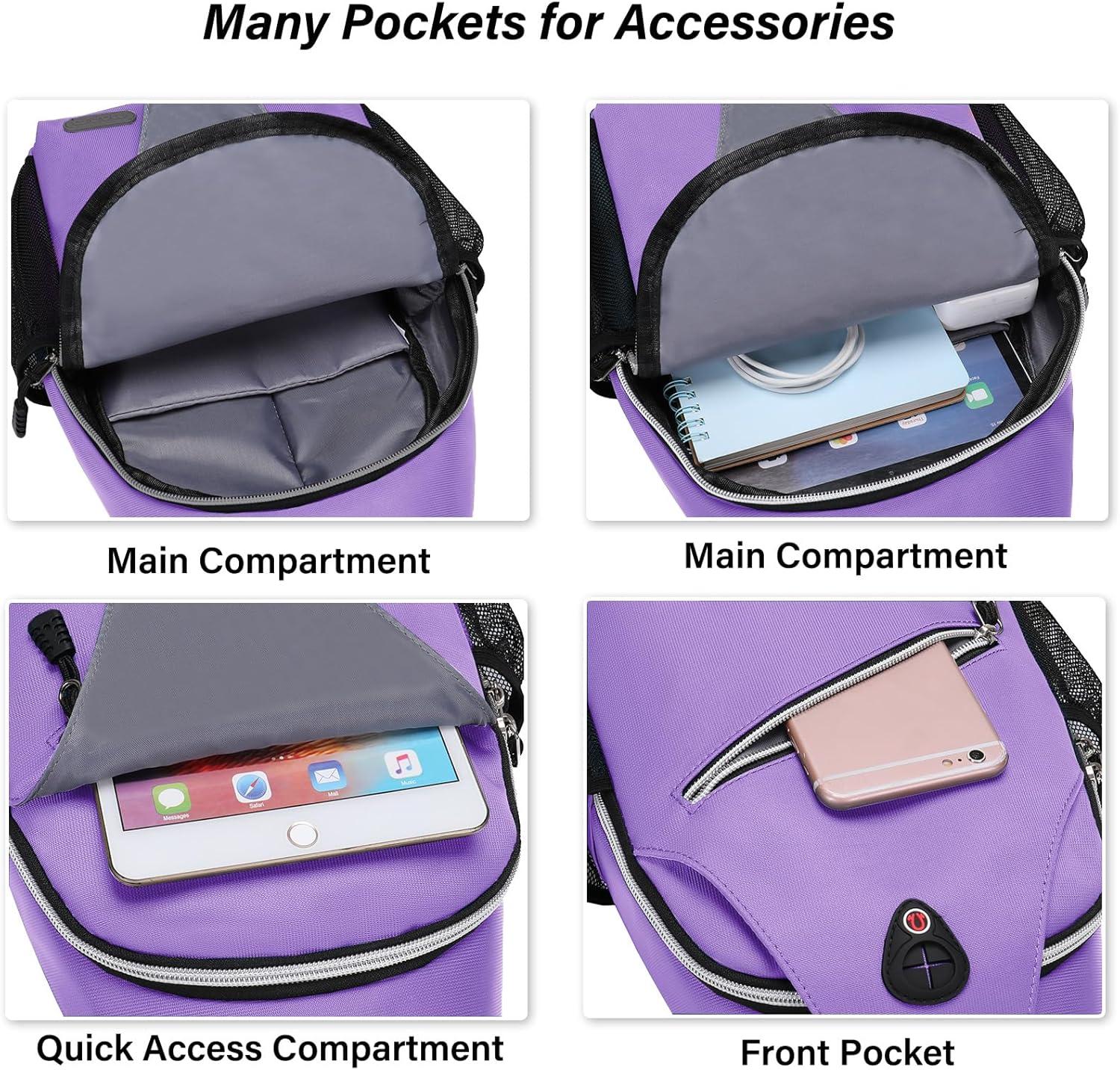 imageMOSISO Sling Backpack Multipurpose Crossbody Shoulder Bag Travel Hiking DaypackLight Purple