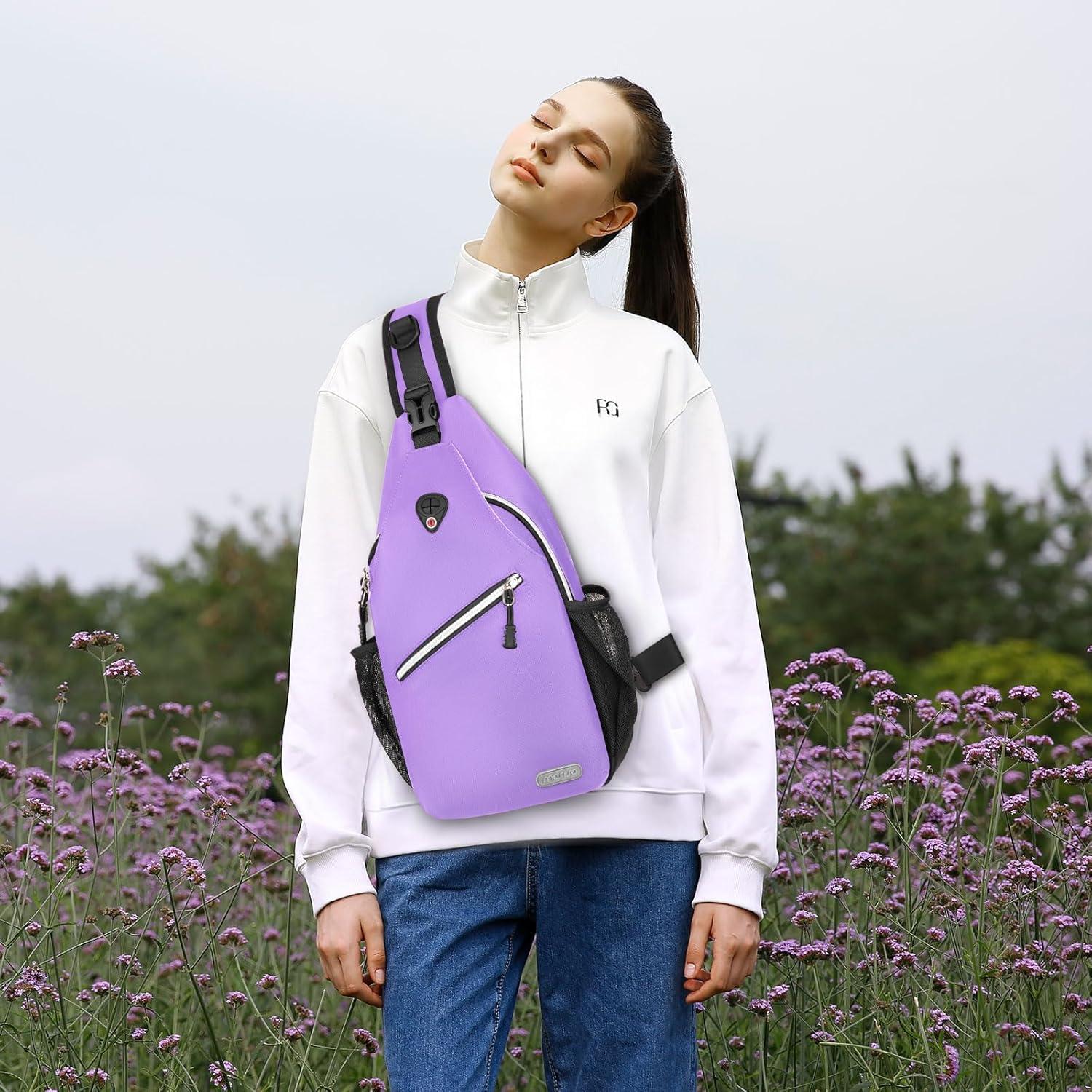 imageMOSISO Sling Backpack Multipurpose Crossbody Shoulder Bag Travel Hiking DaypackLight Purple