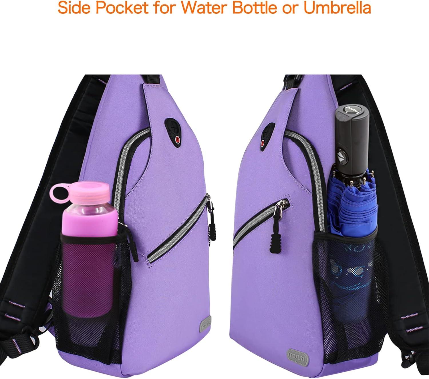 imageMOSISO Sling Backpack Multipurpose Crossbody Shoulder Bag Travel Hiking DaypackLight Purple