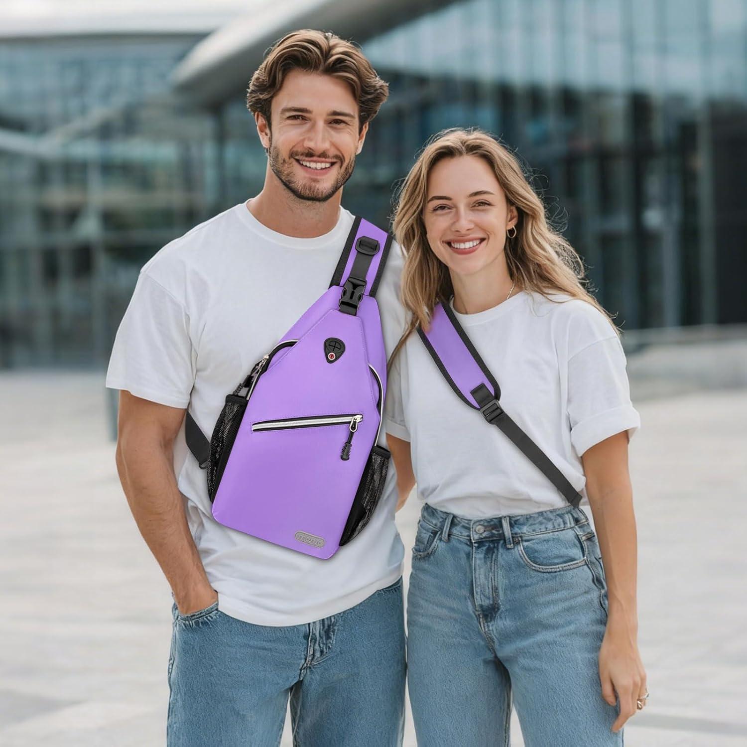 imageMOSISO Sling Backpack Multipurpose Crossbody Shoulder Bag Travel Hiking DaypackLight Purple