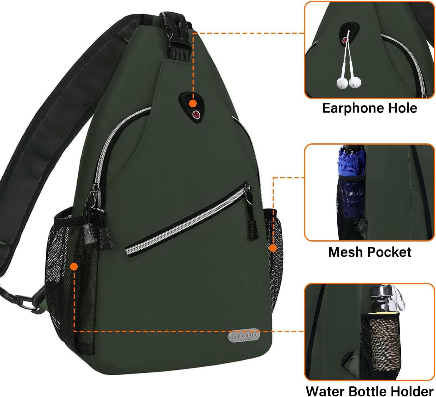 imageMOSISO Sling Backpack Multipurpose Crossbody Shoulder Bag Travel Hiking DaypackMidnight Green