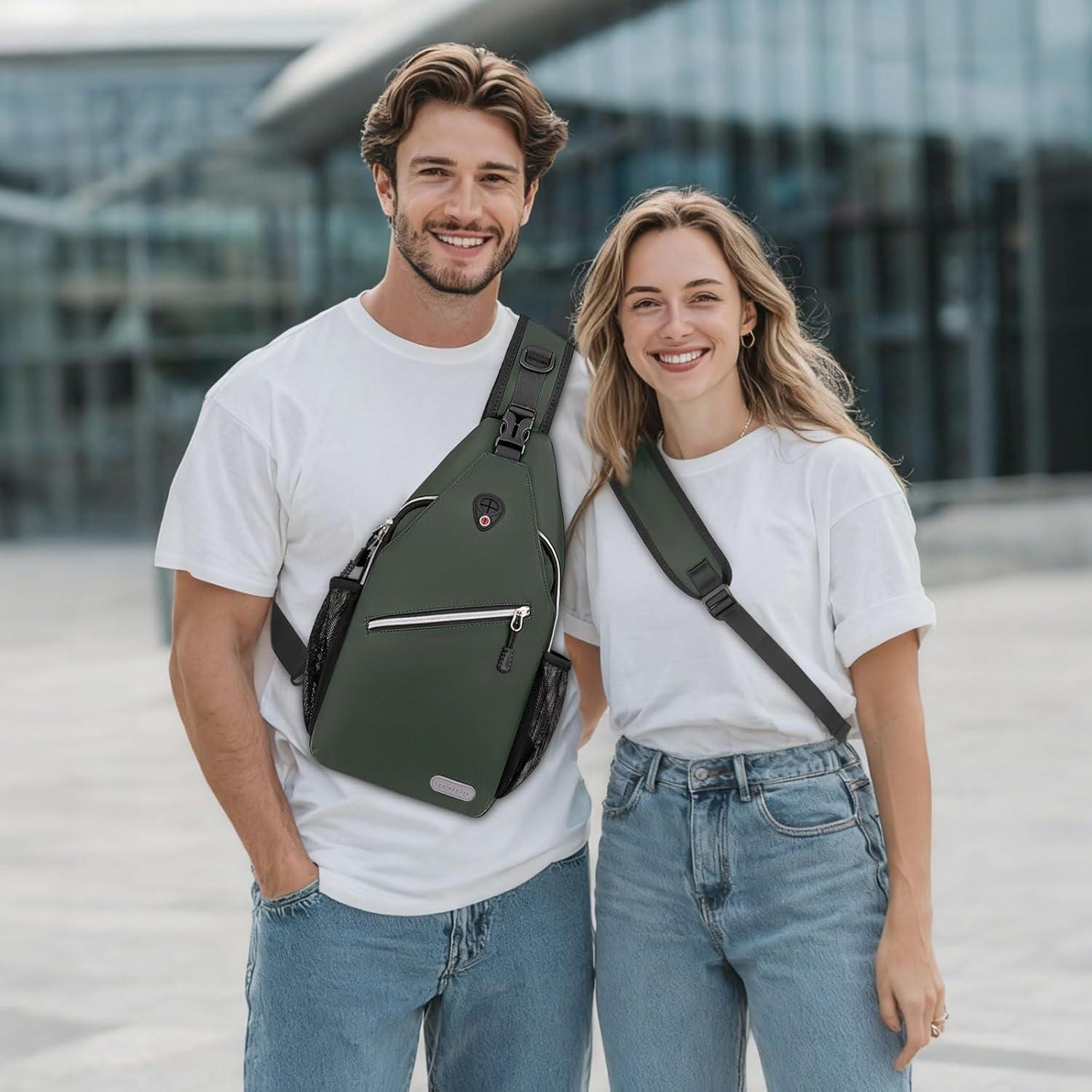 imageMOSISO Sling Backpack Multipurpose Crossbody Shoulder Bag Travel Hiking DaypackMidnight Green