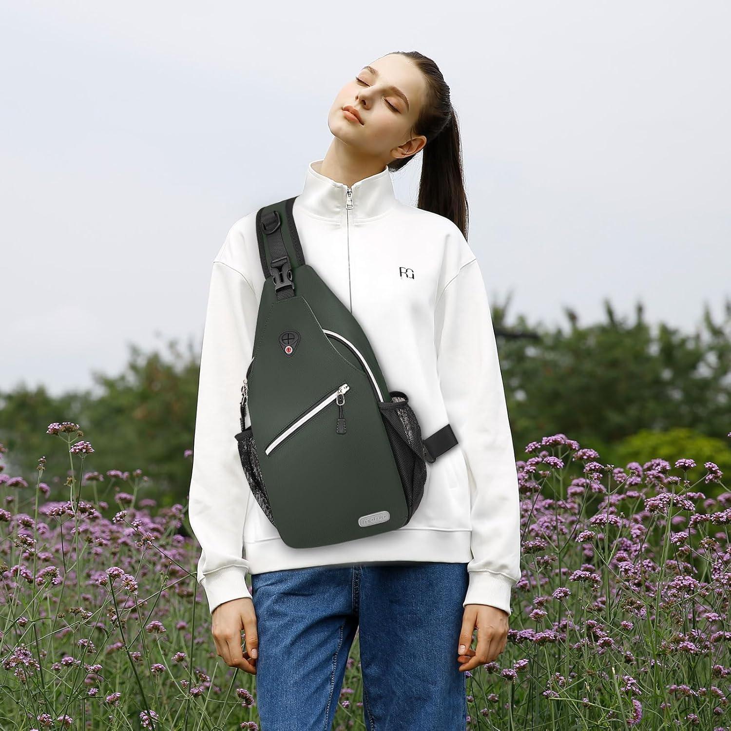 imageMOSISO Sling Backpack Multipurpose Crossbody Shoulder Bag Travel Hiking DaypackMidnight Green