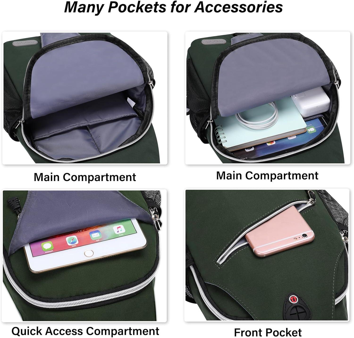 imageMOSISO Sling Backpack Multipurpose Crossbody Shoulder Bag Travel Hiking DaypackMidnight Green