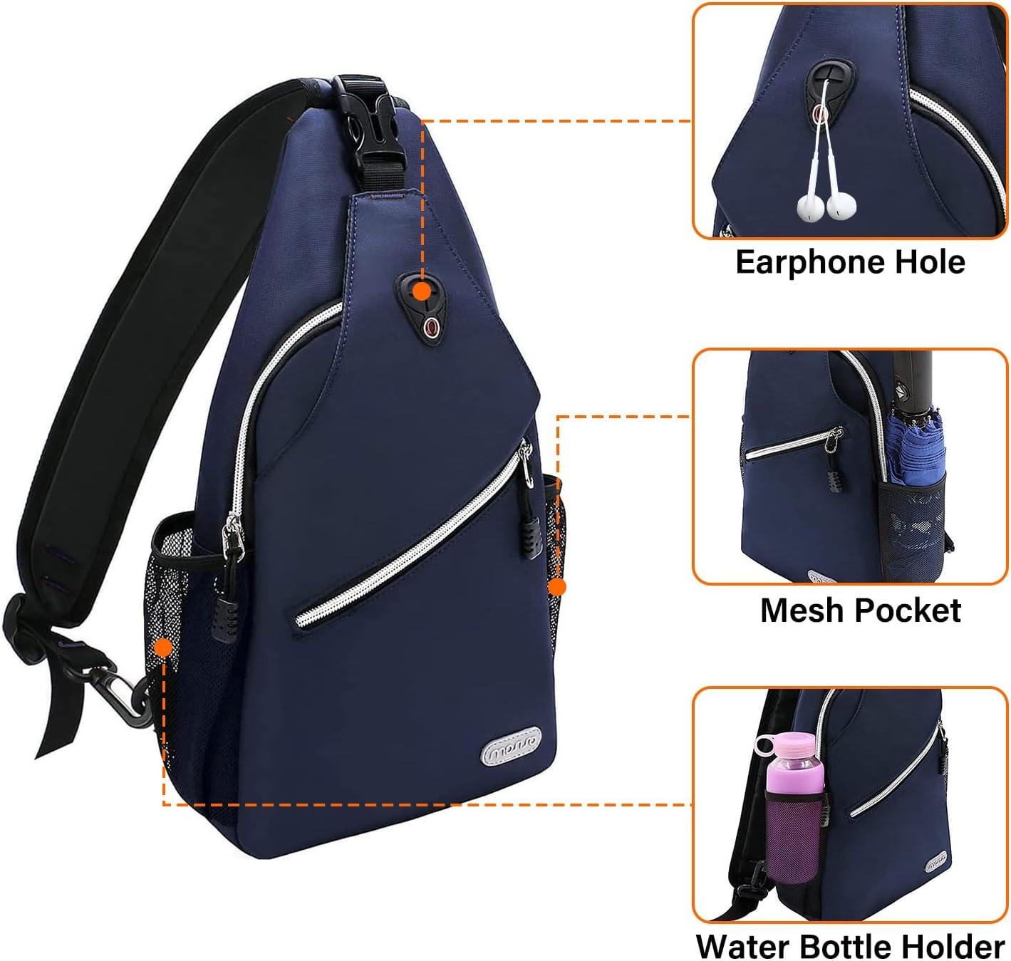 imageMOSISO Sling Backpack Multipurpose Crossbody Shoulder Bag Travel Hiking DaypackNavy Blue