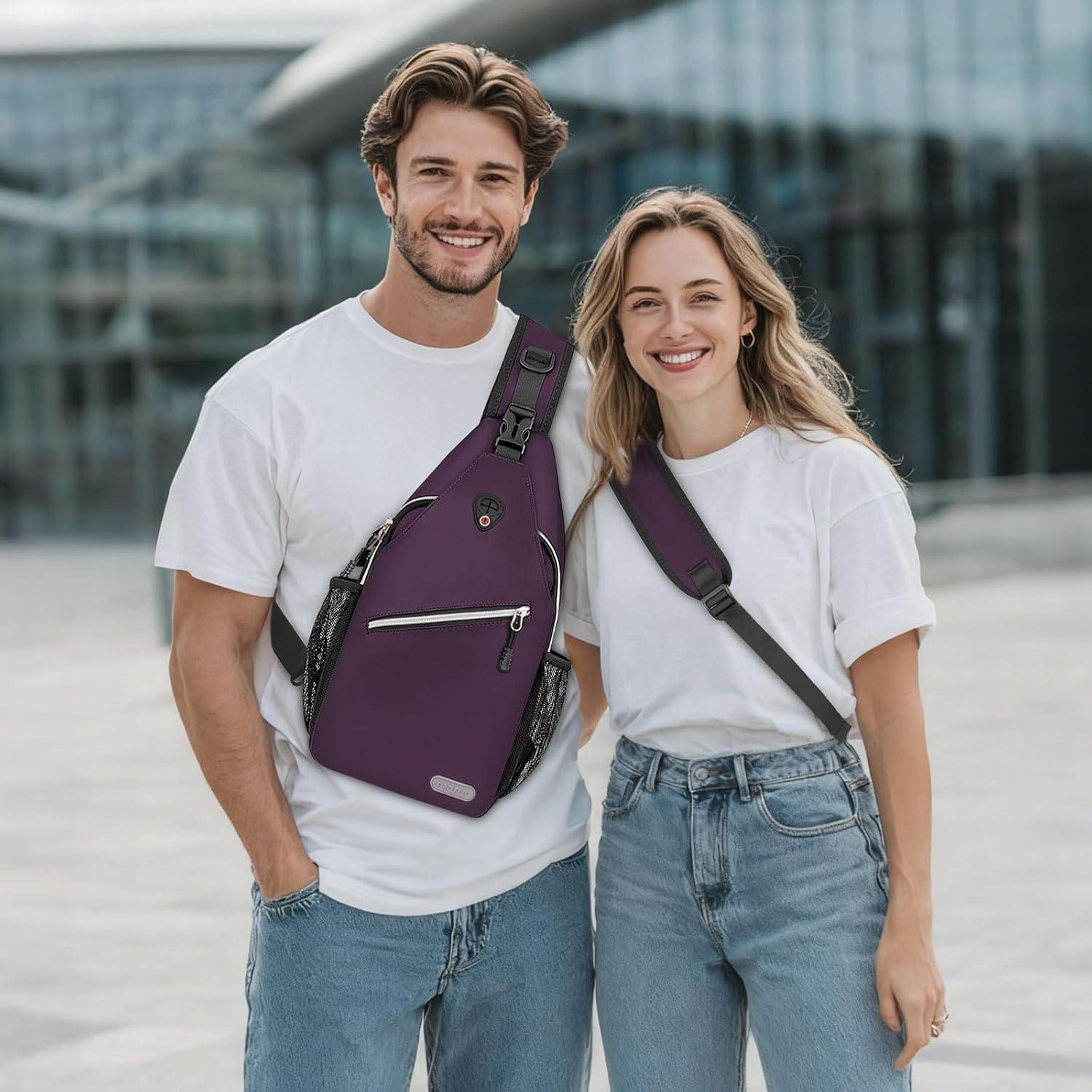 imageMOSISO Sling Backpack Multipurpose Crossbody Shoulder Bag Travel Hiking DaypackPurple