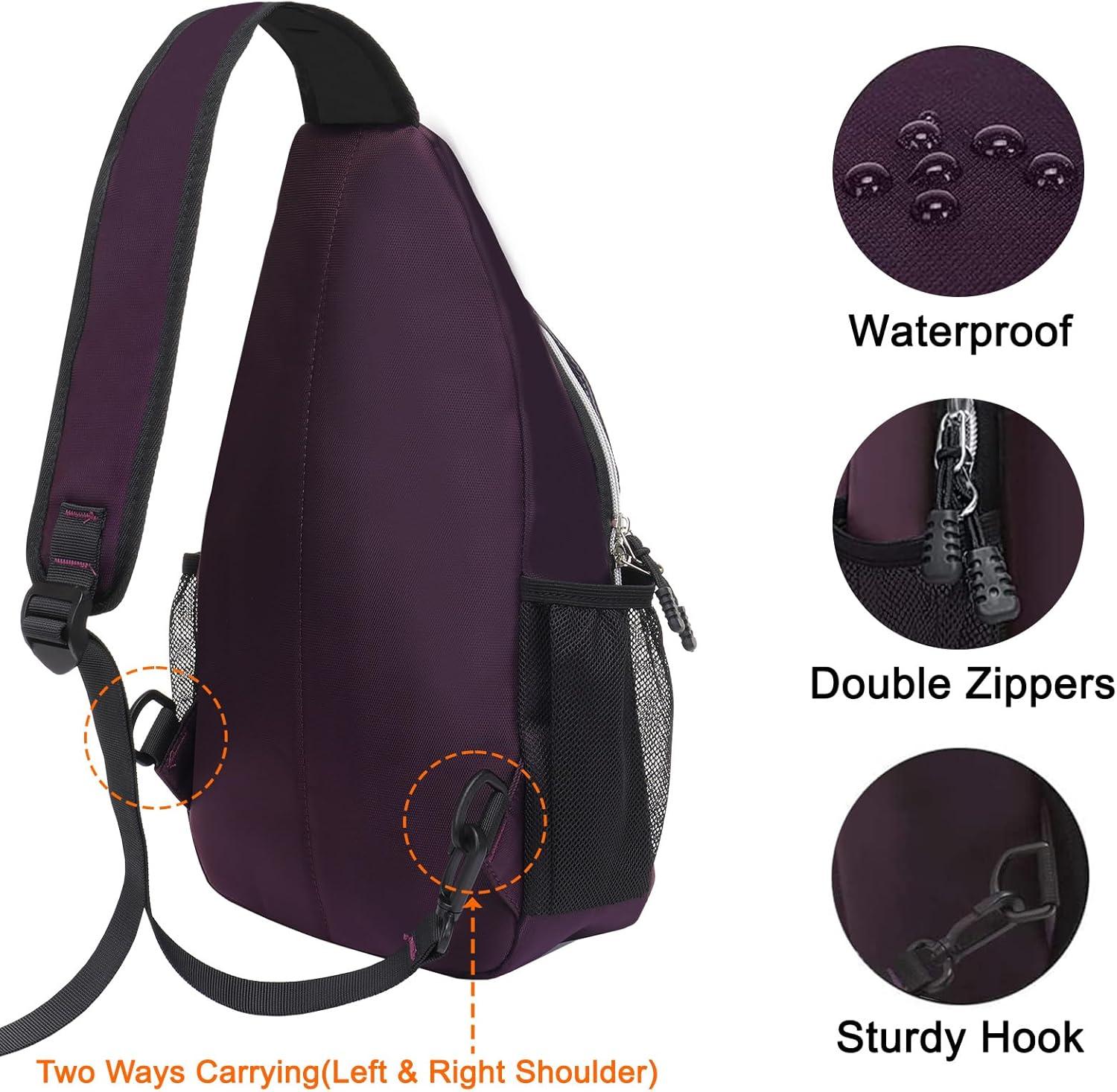 imageMOSISO Sling Backpack Multipurpose Crossbody Shoulder Bag Travel Hiking DaypackPurple