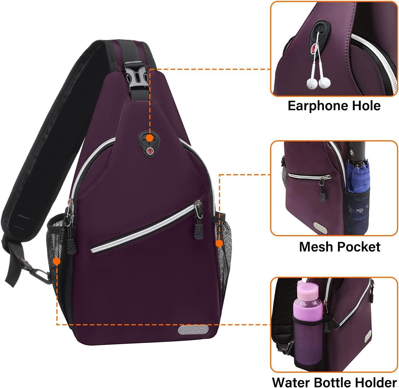imageMOSISO Sling Backpack Multipurpose Crossbody Shoulder Bag Travel Hiking DaypackPurple