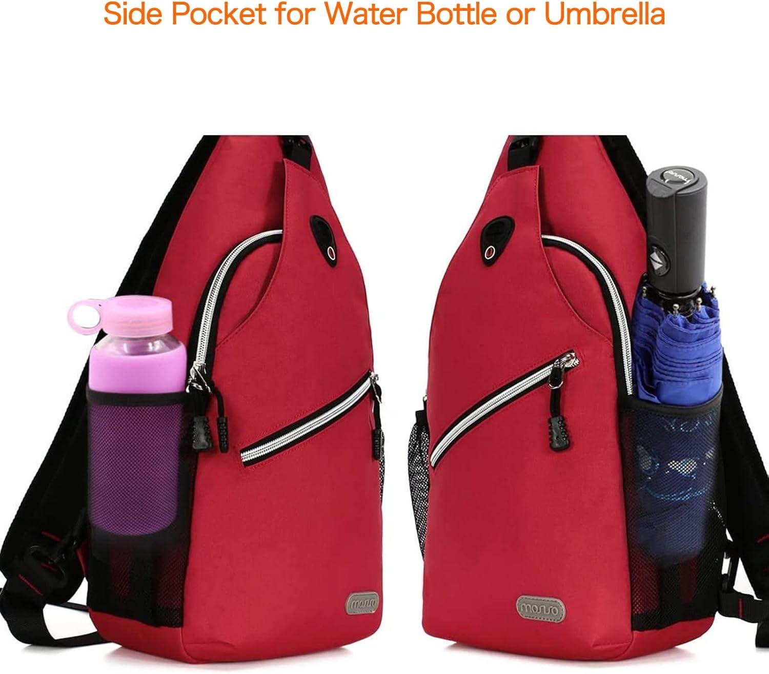 imageMOSISO Sling Backpack Multipurpose Crossbody Shoulder Bag Travel Hiking DaypackRed