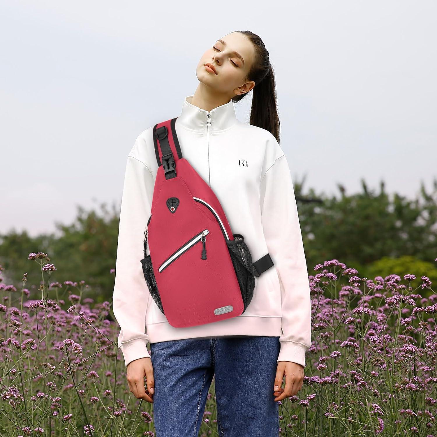 imageMOSISO Sling Backpack Multipurpose Crossbody Shoulder Bag Travel Hiking DaypackRed
