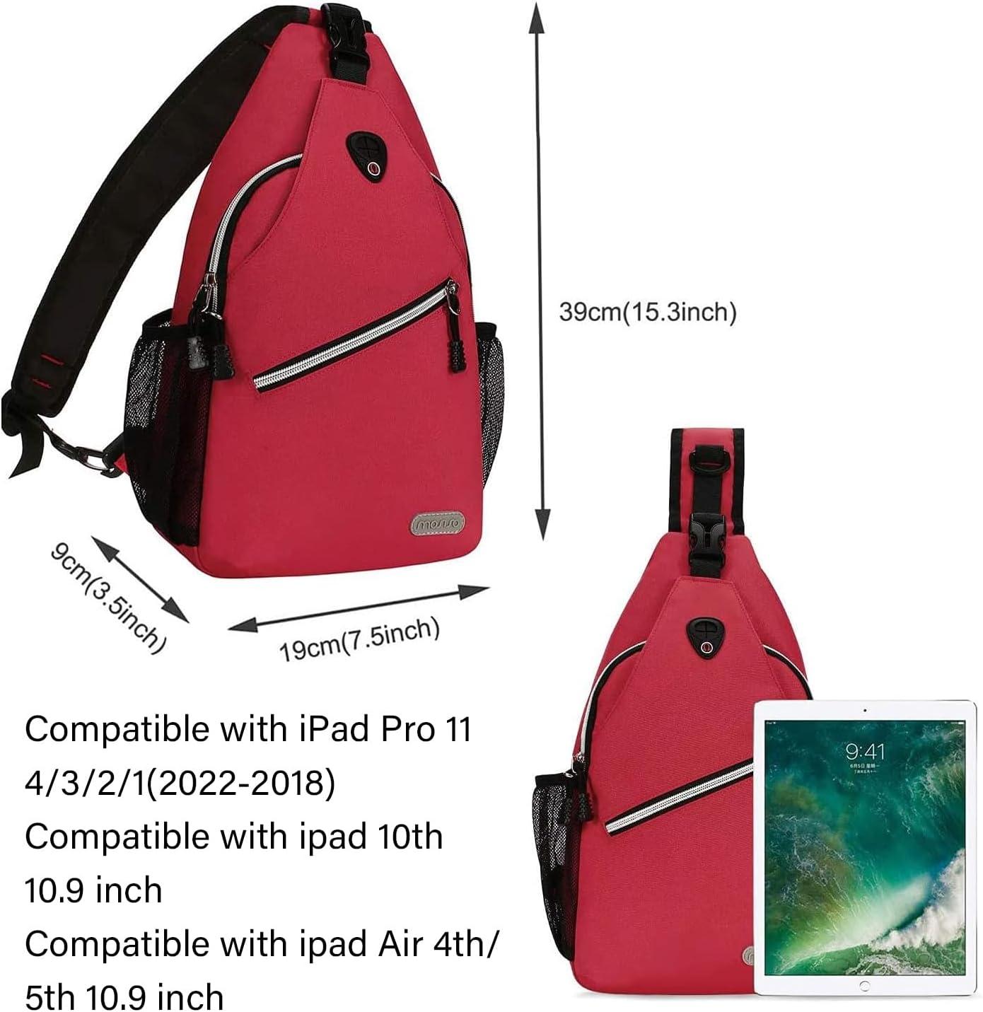 imageMOSISO Sling Backpack Multipurpose Crossbody Shoulder Bag Travel Hiking DaypackRed