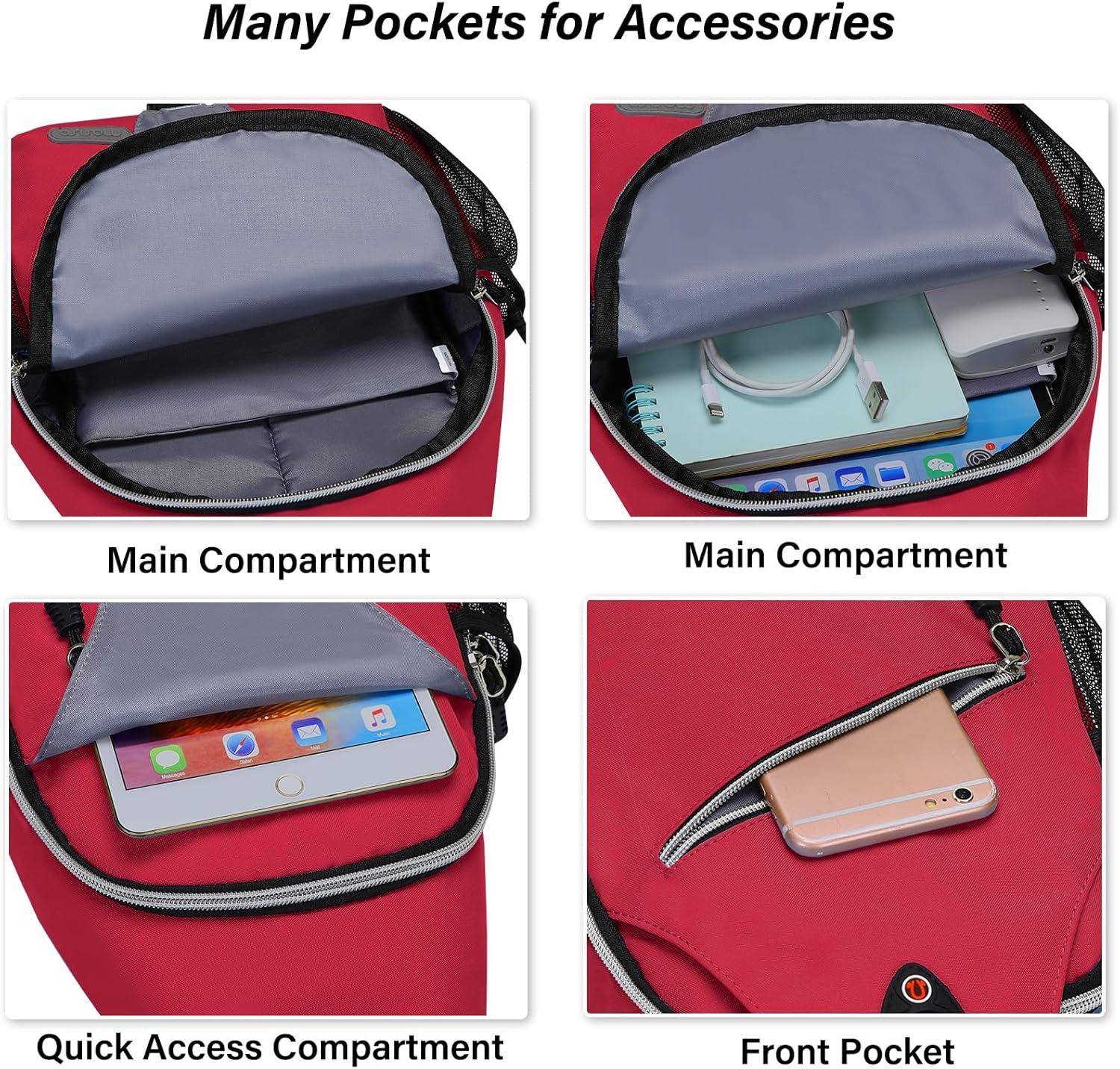 imageMOSISO Sling Backpack Multipurpose Crossbody Shoulder Bag Travel Hiking DaypackRed