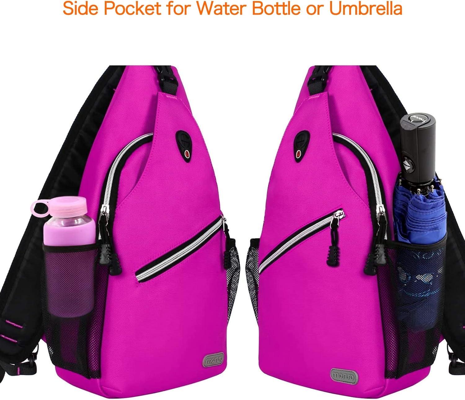 imageMOSISO Sling Backpack Multipurpose Crossbody Shoulder Bag Travel Hiking DaypackRose Red