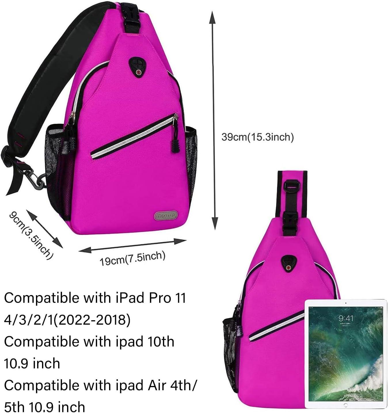 imageMOSISO Sling Backpack Multipurpose Crossbody Shoulder Bag Travel Hiking DaypackRose Red