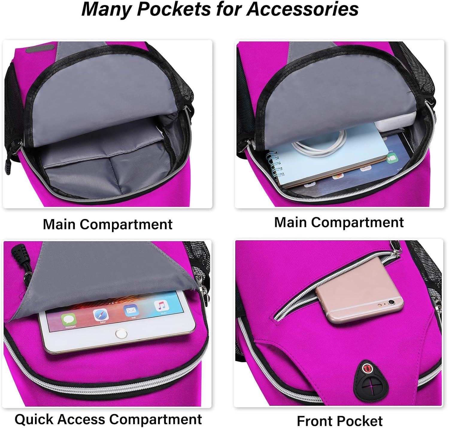 imageMOSISO Sling Backpack Multipurpose Crossbody Shoulder Bag Travel Hiking DaypackRose Red