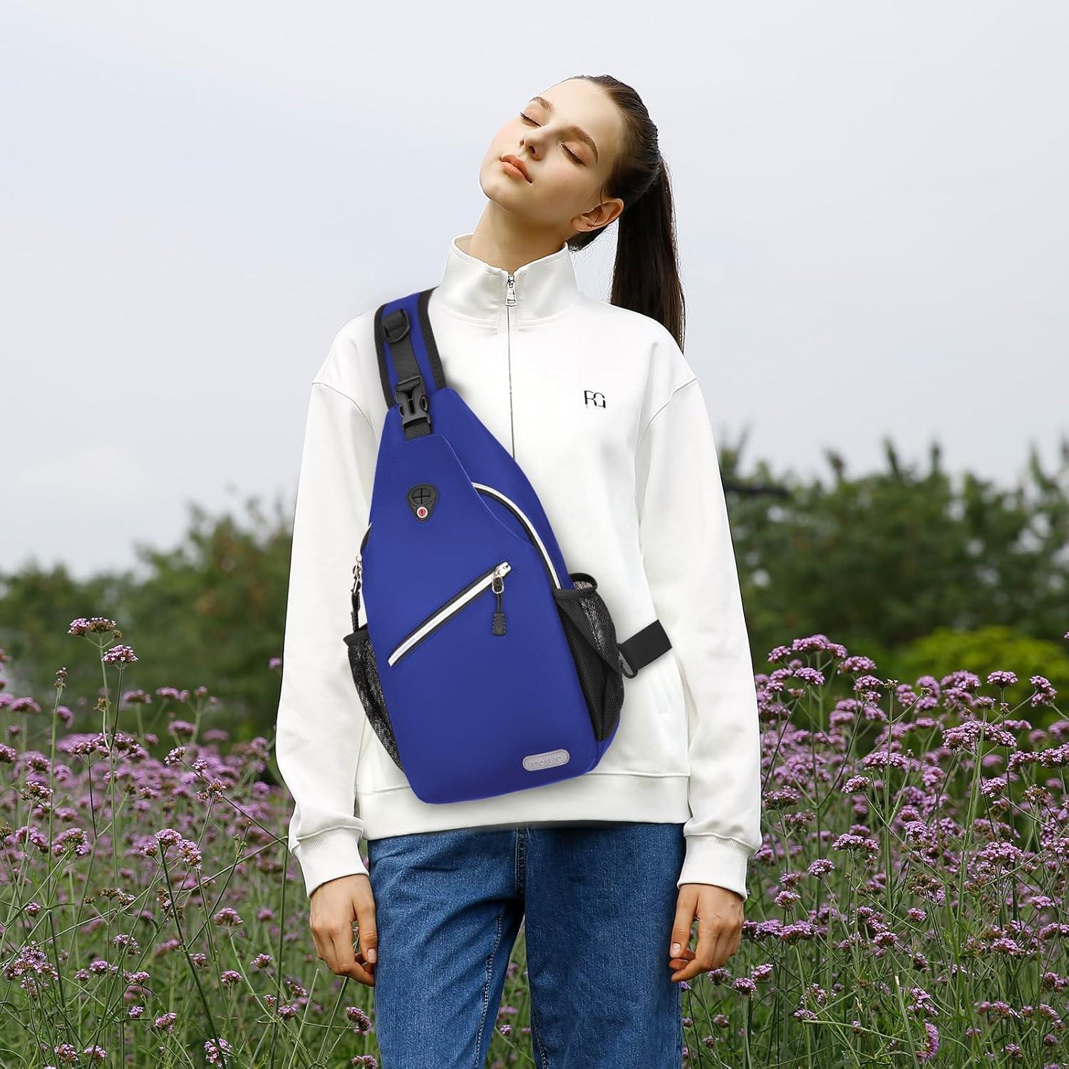 imageMOSISO Sling Backpack Multipurpose Crossbody Shoulder Bag Travel Hiking DaypackRoyal Blue