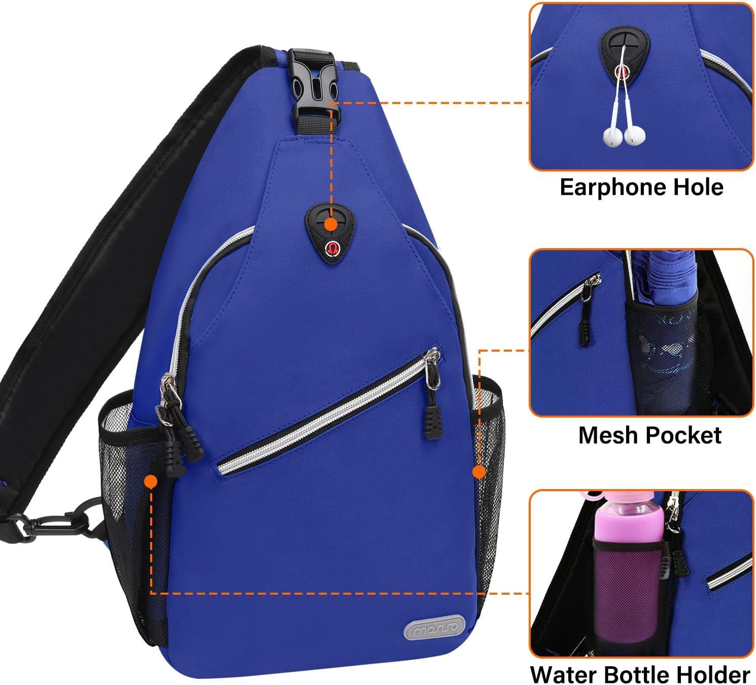 imageMOSISO Sling Backpack Multipurpose Crossbody Shoulder Bag Travel Hiking DaypackRoyal Blue