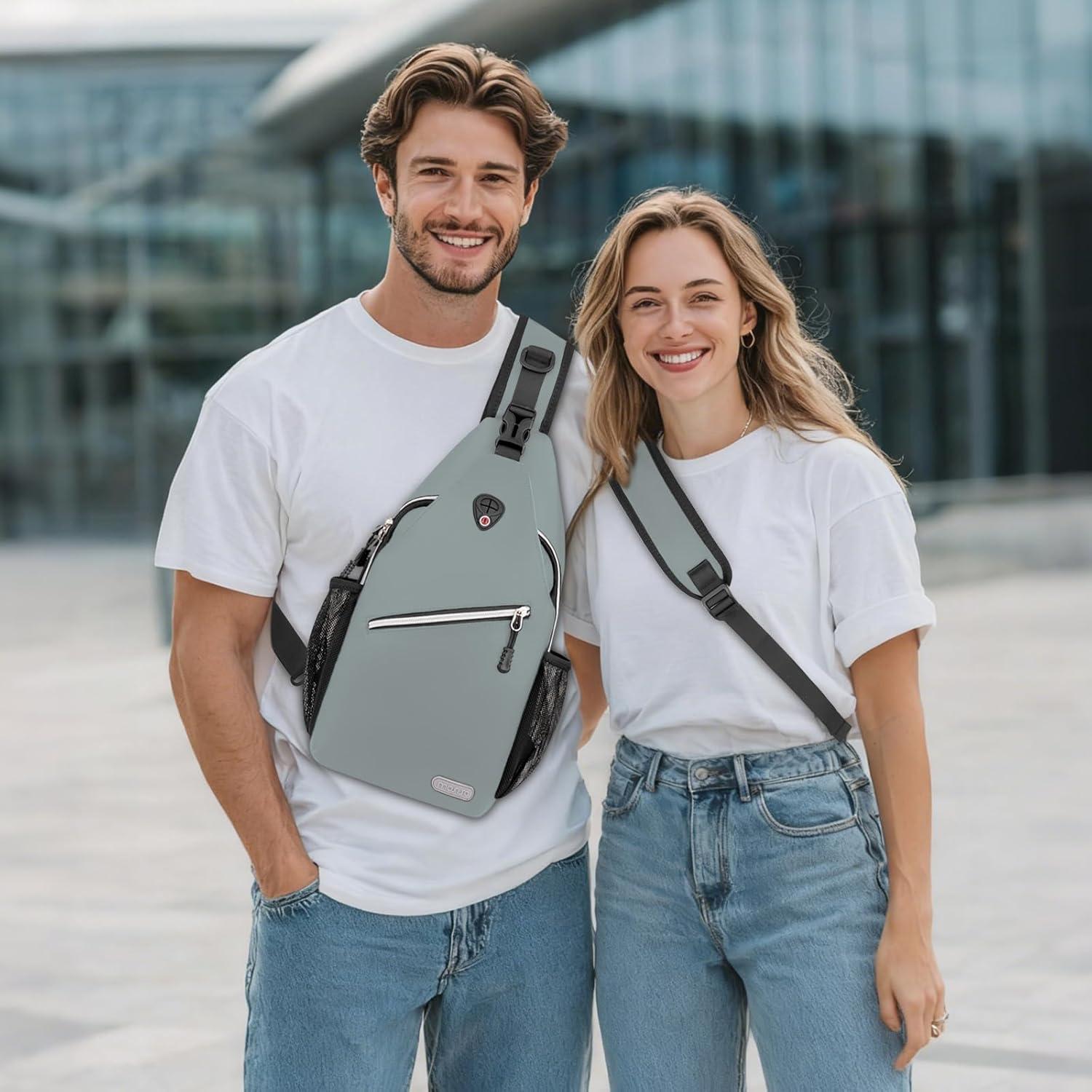 imageMOSISO Sling Backpack Multipurpose Crossbody Shoulder Bag Travel Hiking DaypackSage Green