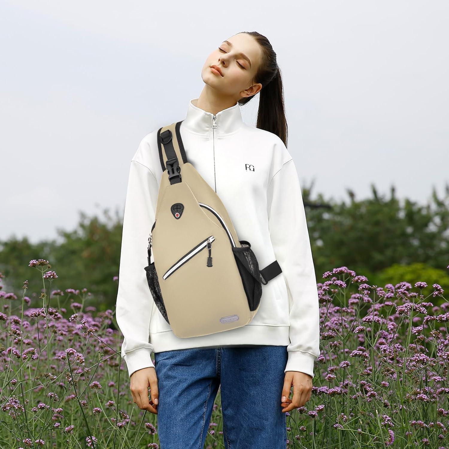imageMOSISO Sling Backpack Multipurpose Crossbody Shoulder Bag Travel Hiking DaypackSand
