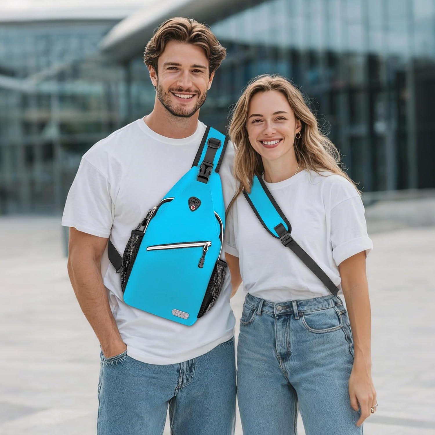 imageMOSISO Sling Backpack Multipurpose Crossbody Shoulder Bag Travel Hiking DaypackSky Blue