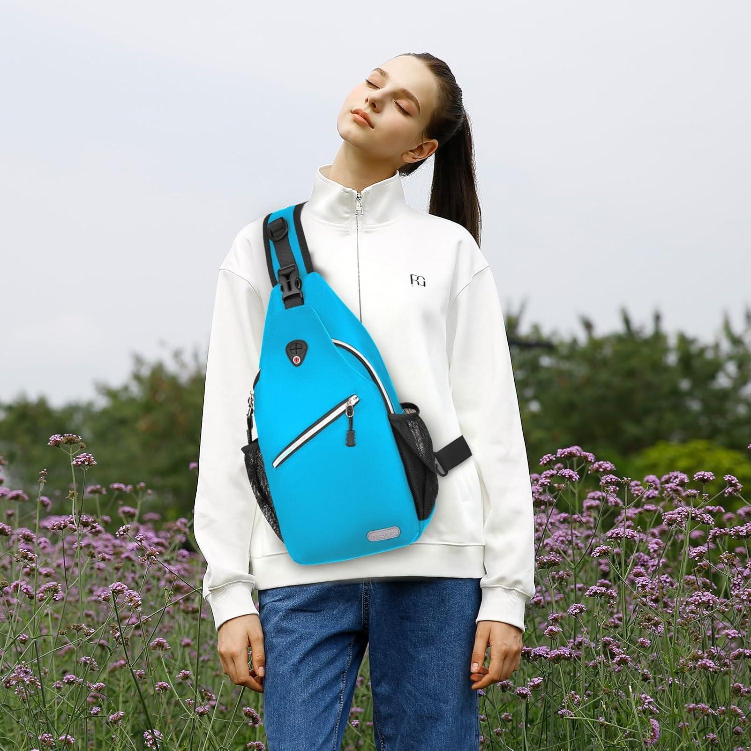 imageMOSISO Sling Backpack Multipurpose Crossbody Shoulder Bag Travel Hiking DaypackSky Blue