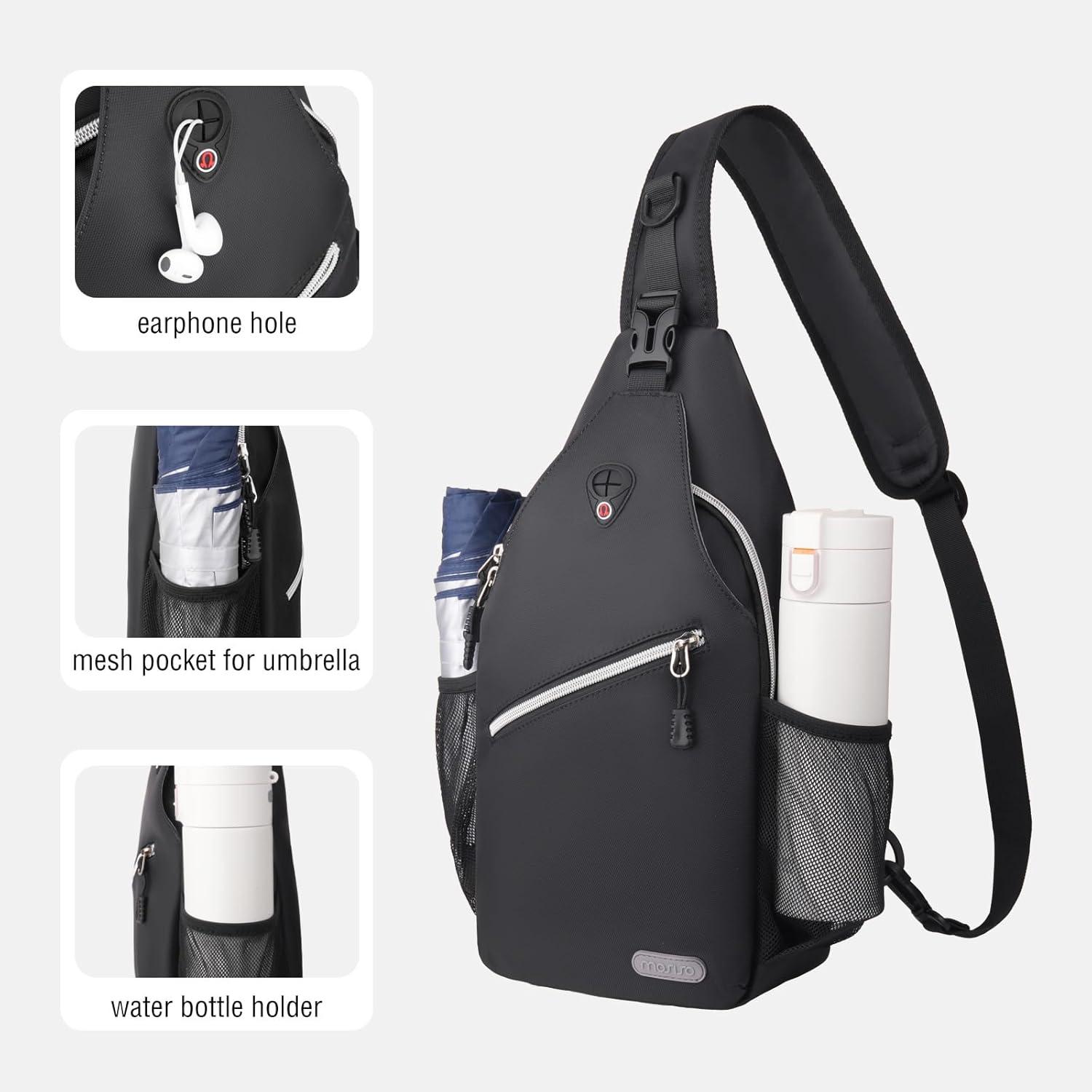 imageMOSISO Sling Backpack Multipurpose Crossbody Shoulder Bag Travel Hiking DaypackSpace Gray