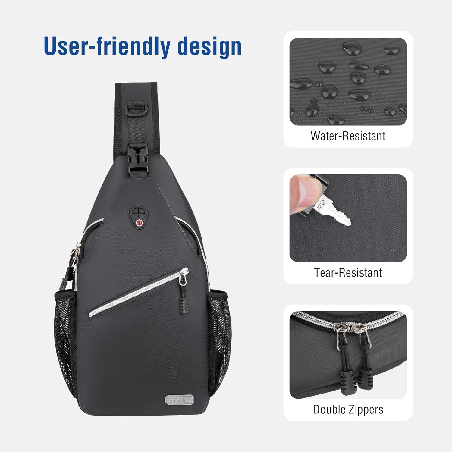 imageMOSISO Sling Backpack Multipurpose Crossbody Shoulder Bag Travel Hiking DaypackSpace Gray