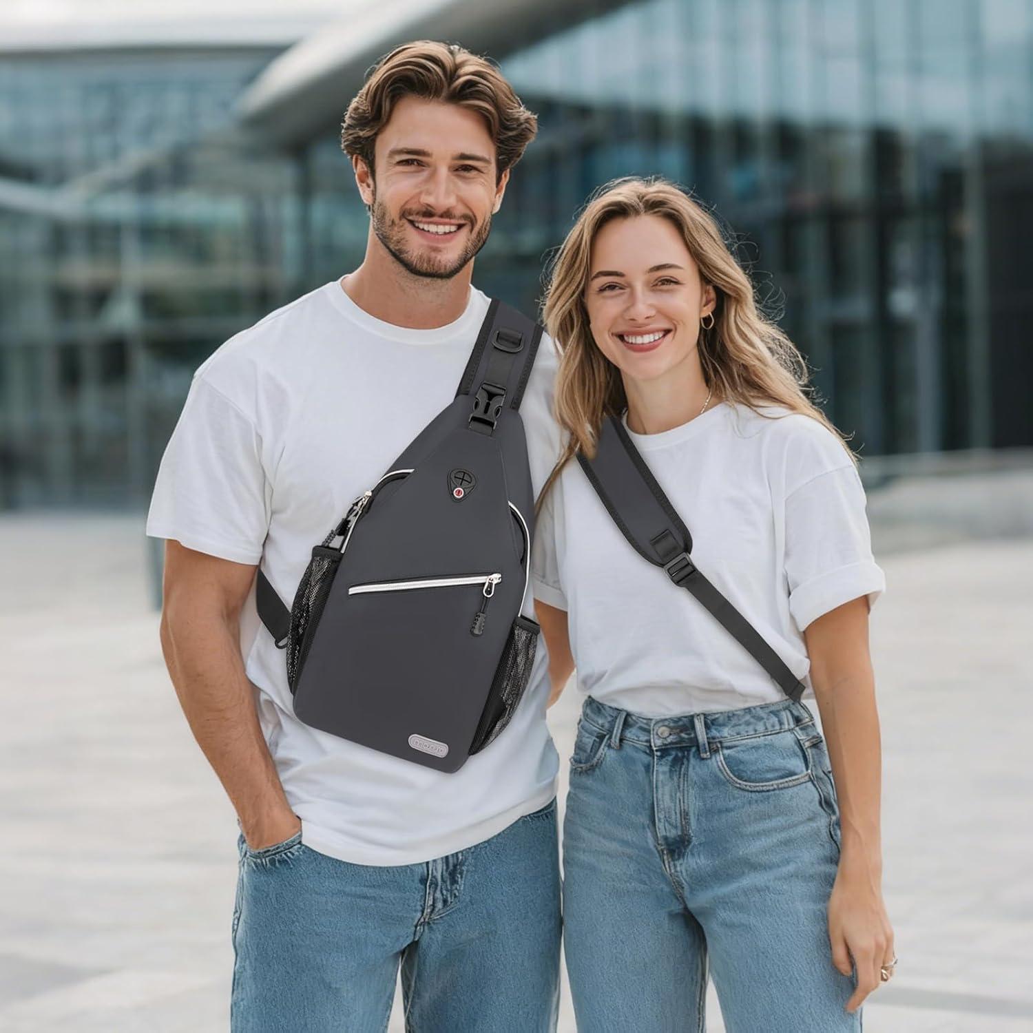 imageMOSISO Sling Backpack Multipurpose Crossbody Shoulder Bag Travel Hiking DaypackSpace Gray