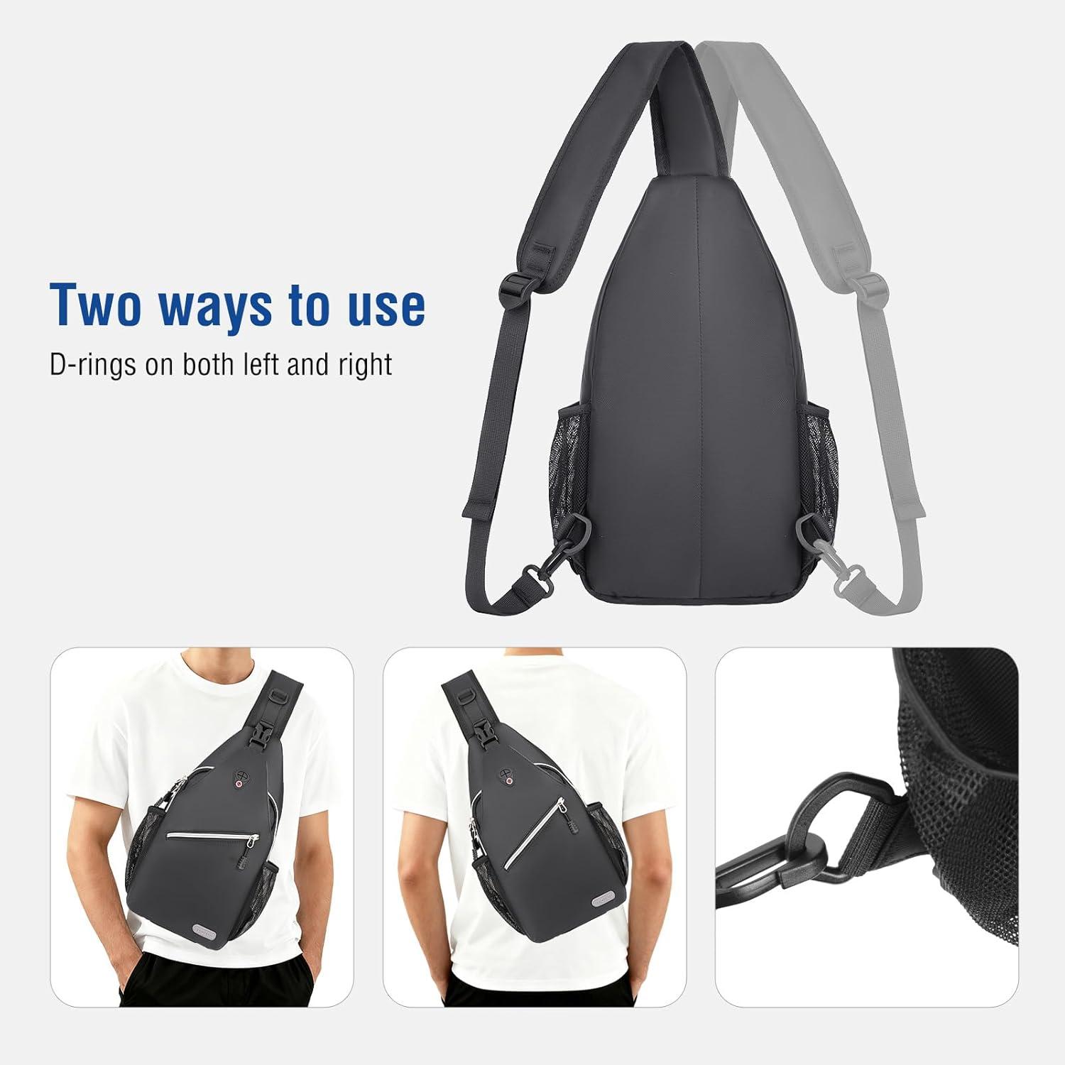 imageMOSISO Sling Backpack Multipurpose Crossbody Shoulder Bag Travel Hiking DaypackSpace Gray